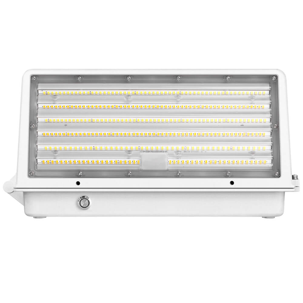 Full Cutoff LED Wall Pack Light - White Finish - 125W/105W/76W Selectable - Up to 20,812 Lumens - 3 CCT Selectable (3000K/4000K/5000K) - 120-277V - 400W Metal Halide Equivalent - Perfect for Warehouse, Parking Lot & Building Exterior Lighting