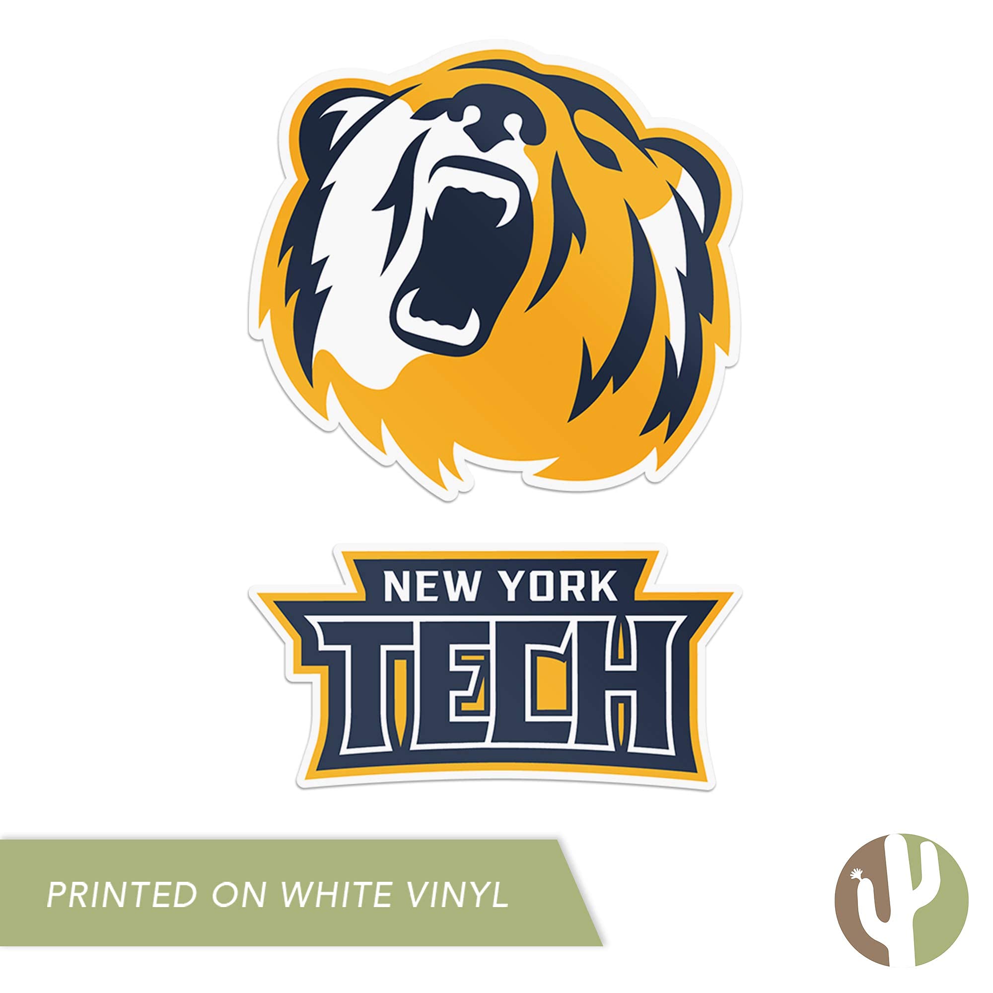NYIT Bears Vinyl Decal Sticker Set - 4 Inch Waterproof Laptop, Water Bottle & Car Decals - Desert Cactus Design for College Students, Alumni & Fans - Perfect for Scrapbooking, School Spirit & DIY Projects