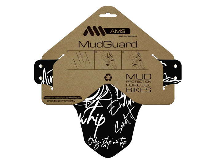AMS Mud Guard - Signature White Splash Guard for Cars & Trucks | Durable Fender Protection for Off-Road, Rain & Snow Driving