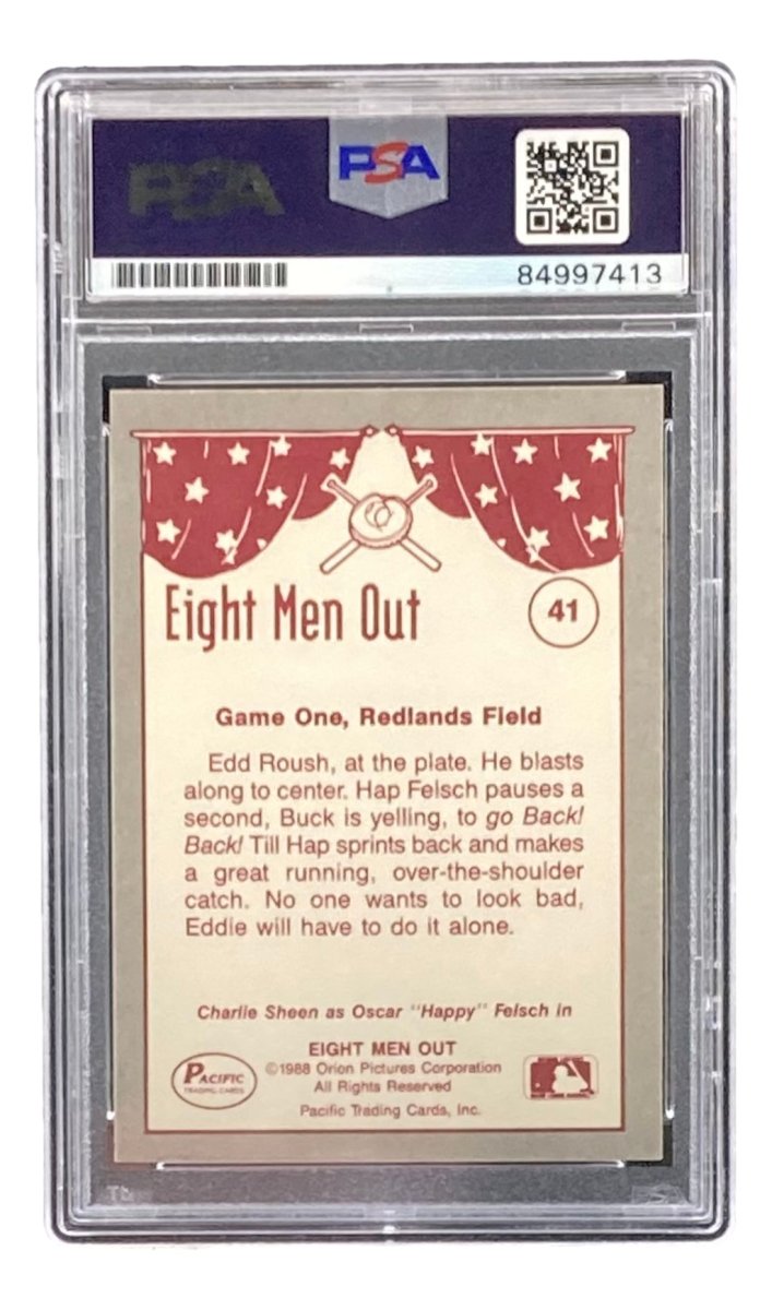 Charlie Sheen Autographed 1988 Pacific #41 Eight Men Out Baseball Trading Card - PSA/DNA Certified Gem Mint 10 - Perfect for Sports Memorabilia Collectors & Movie Fans
