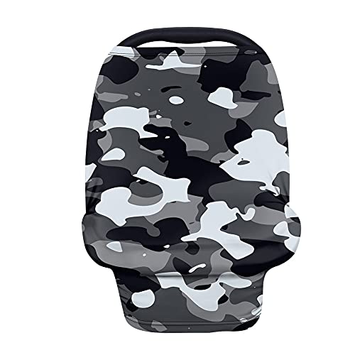 TOADDMOS Gray Camo Baby Nursing Cover - Breathable Breastfeeding Canopy, Stroller & Car Seat Sunshade with UV Protection, Multi-Use Infant Cover for Boys & Girls | Perfect for Outdoor Feeding, Shopping & Travel