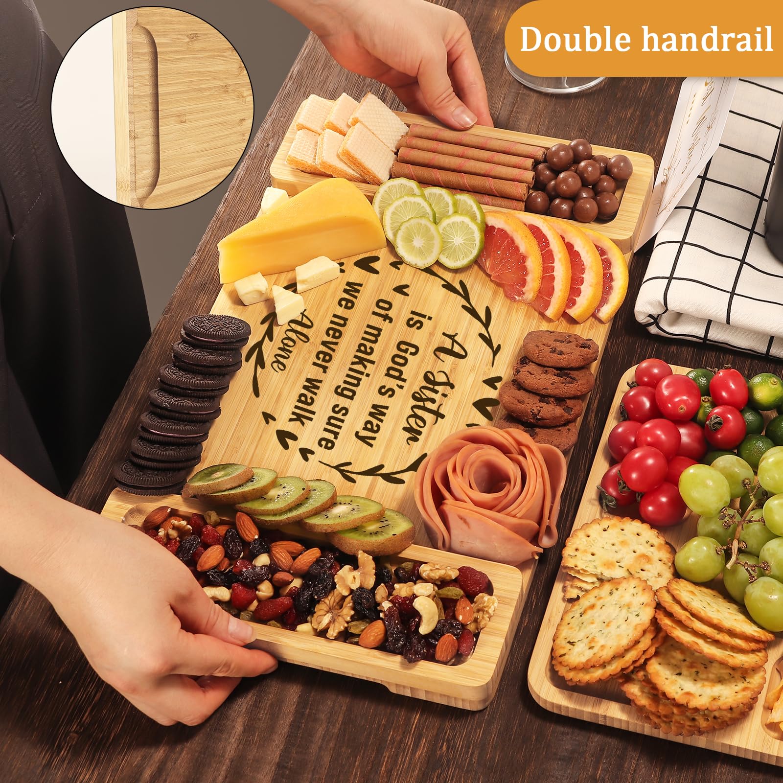 Best Sister Gifts for Birthday, Christmas & Friendship - Unique Cheese Board Set for Women, Bestie & BFF - Perfect for Wine Nights, Charcuterie & Sister Bonding Moments