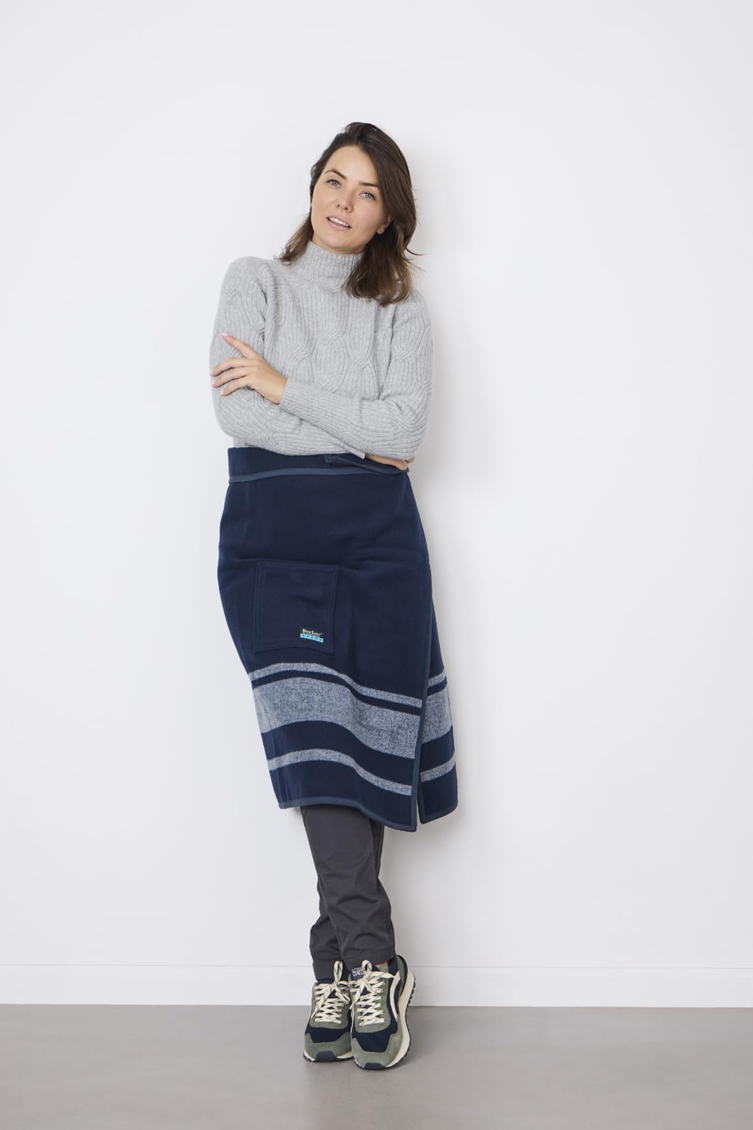 The Wearable Blanket - Ivy League Stripe Navy & Grey Cozy Fleece Blanket Hoodie for Women & Men | Perfect for Lounging, Netflix Nights & Winter Comfort