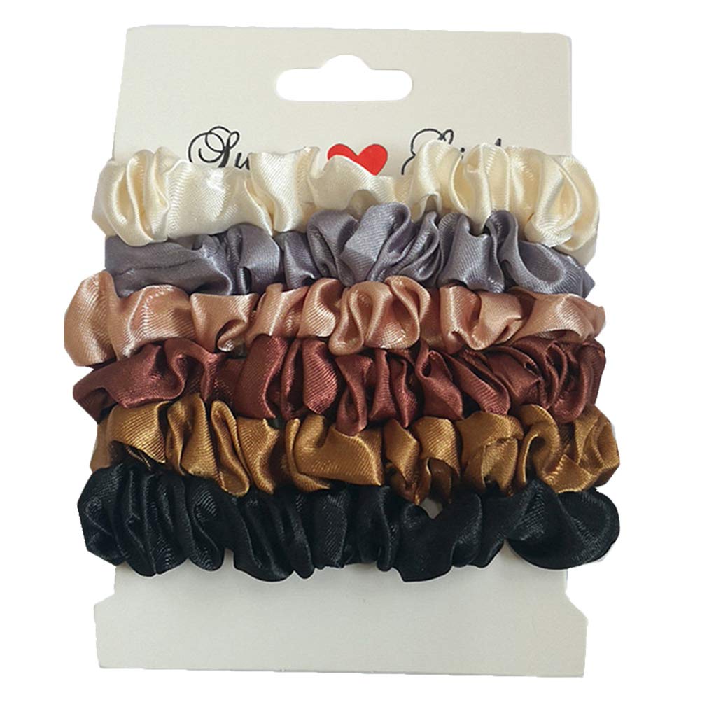 SOLUSTRE 12 Pcs Silk Hair Scrunchies - Soft Hair Ties & Bows for Women & Girls - Ponytail Holders & Hair Elastics for Daily Use, Workout, School & Party