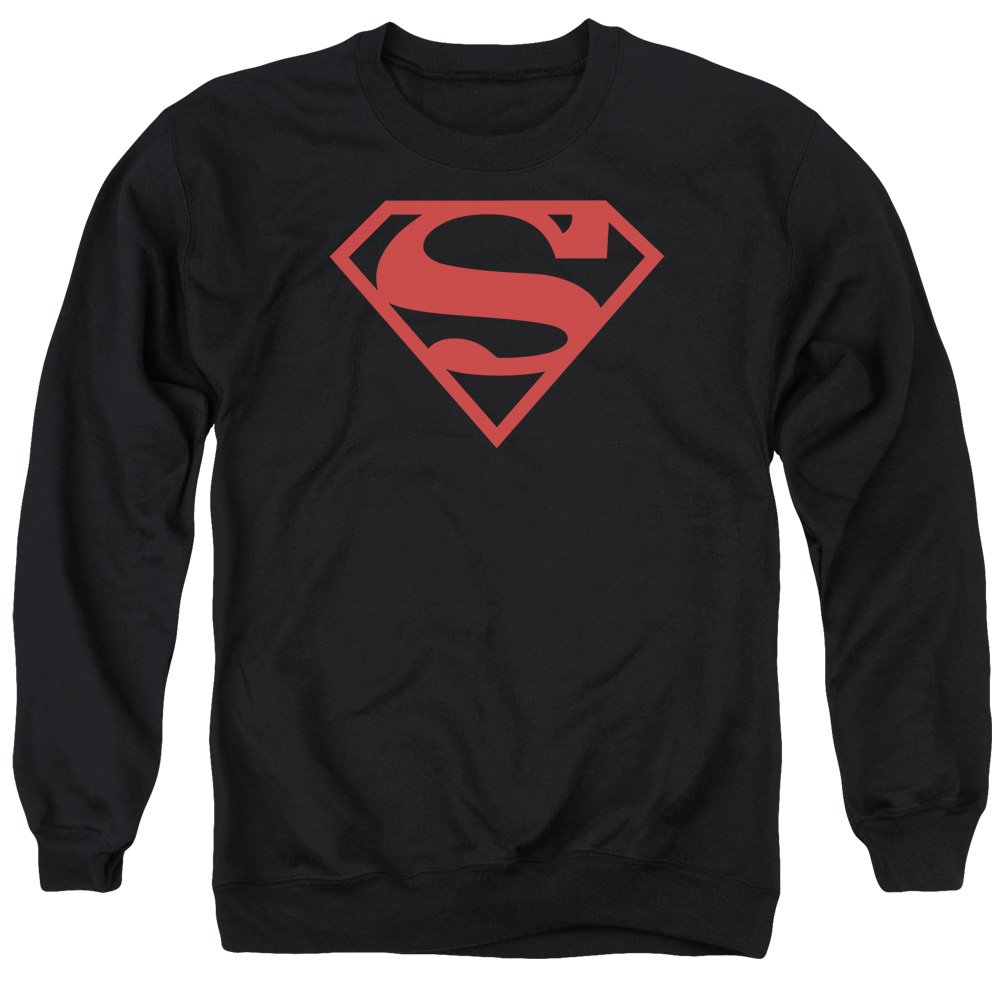 Superman Red on Black Shield Unisex Crewneck Sweatshirt for Men & Women | Comfortable Cotton Pullover for Casual Wear, Cosplay & Superhero Fans