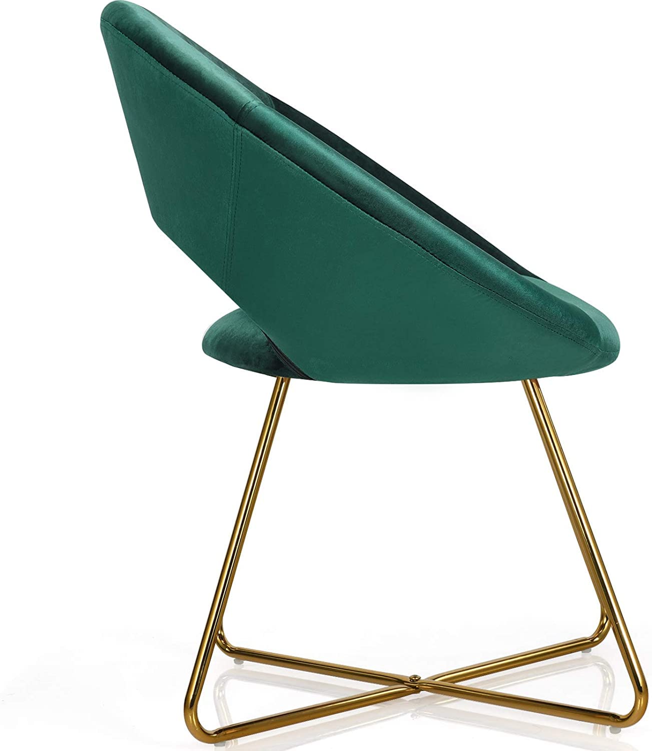 Mid-Century Velvet Accent Chair with Metal Legs - Green Upholstered Vanity Desk Chair for Living Room, Bedroom & Home Office - Golden Finished Modern Sofa Armchair (Set of 2) | Perfect for Reading Nooks, Lounge Areas & Stylish Workspaces