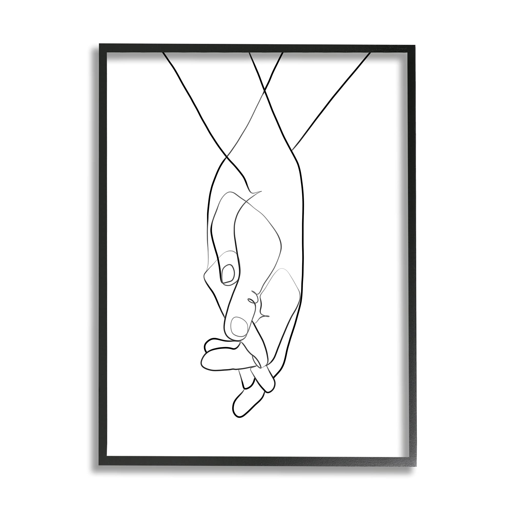 Stupell Industries 'Hands Intertwined' Romantic Minimalist Line Art - Black Framed Wall Decor for Bedroom, Living Room & Office | Designed by ROS Ruseva