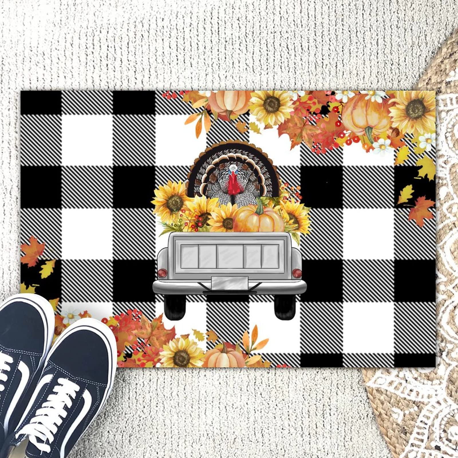 Thanksgiving Fall Truck Coir Door Mat 24