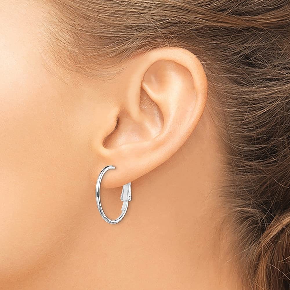 925 Sterling Silver Omega Back Hoop Earrings for Women - 0.98 Inch Classic Circle Earrings | Hypoallergenic, Durable & Elegant Jewelry Gift for Everyday Wear, Parties & Special Occasions
