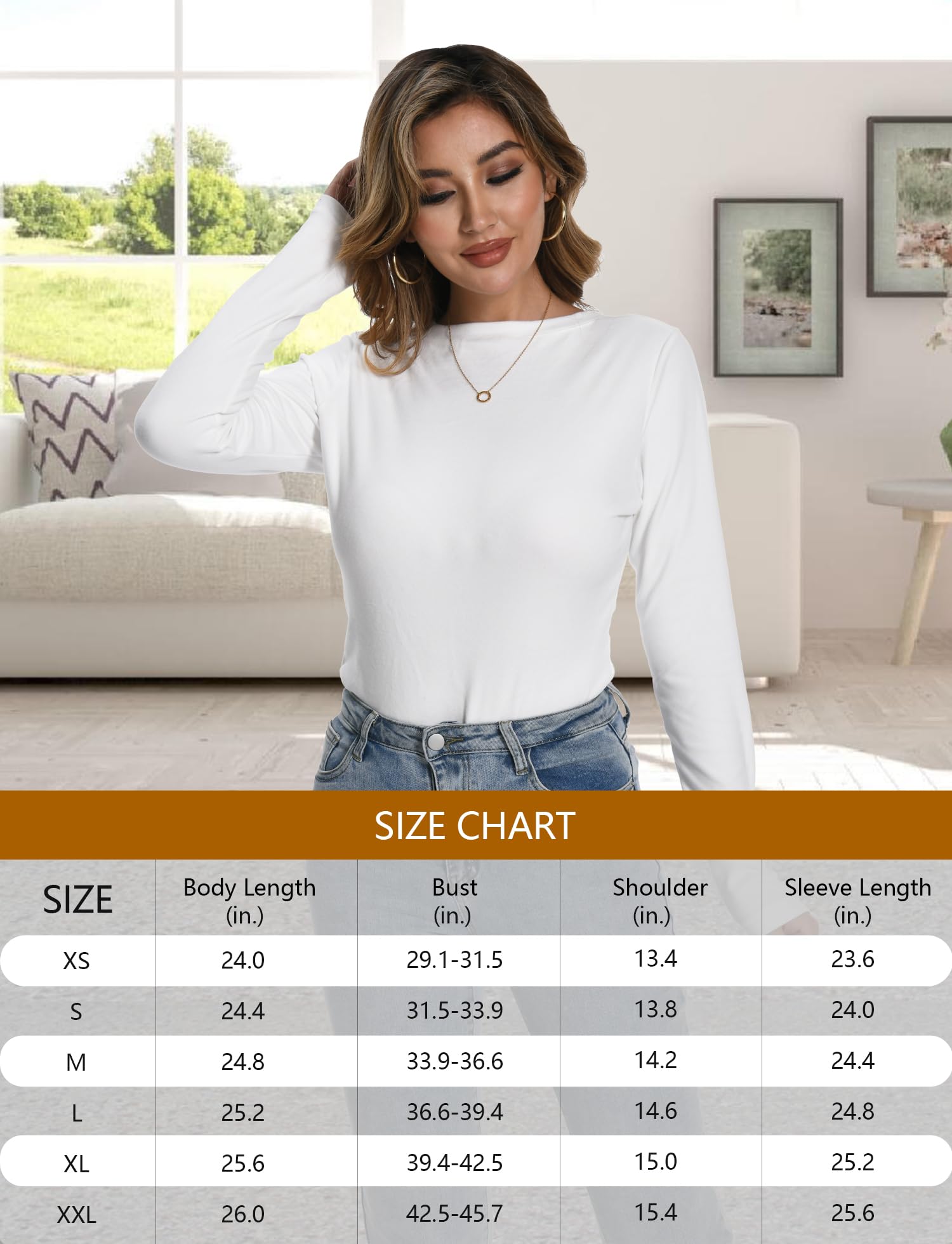 Dalavch Women's 3/4 Pack Thermal Long Sleeve Shirts - Fleece Lined Crew Neck Base Layer Tops for Cold Weather - Perfect for Winter Hiking, Skiing & Outdoor Activities