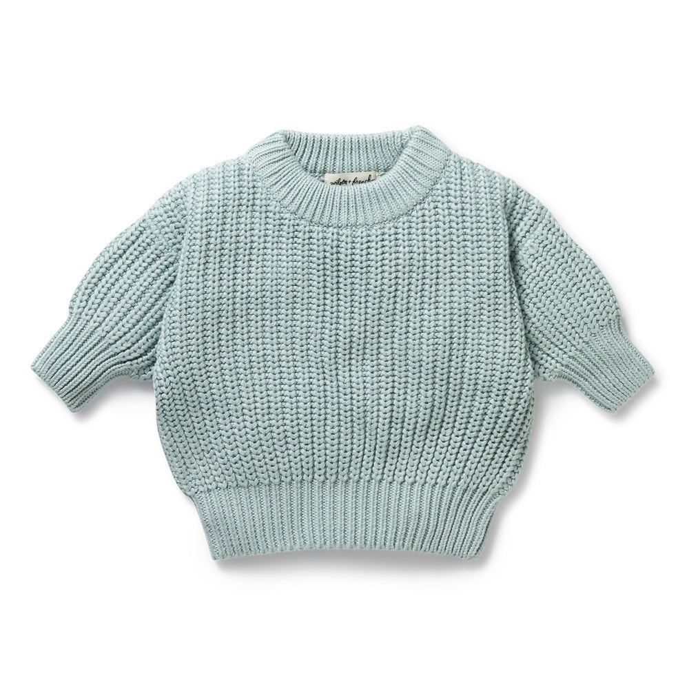 Organic Duck Egg Blue Knitted Jumper Sweater - Soft Comfortable Women's Pullover for Casual Wear & Cozy Fall Outfits