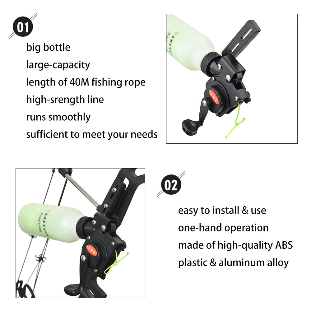 Premium Bowfishing Reel Kit - Spincast Reel with 40m Durable Fishing Rope & Arrows for Compound/Recurve Bows | Perfect for Bowfishing, Hunting & Outdoor Water Sports Adventures