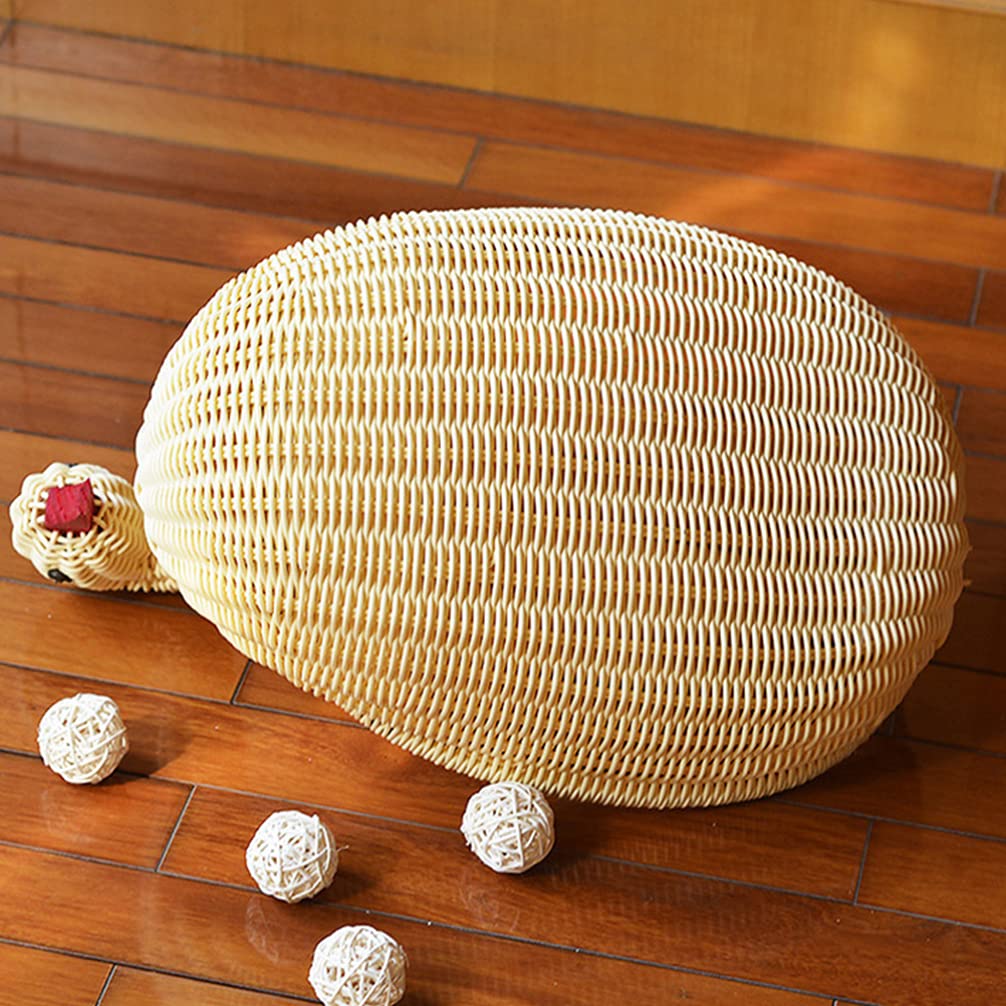 DOITOOL Handmade Rattan Storage Basket - 1pc Natural Woven Bathroom Organizer, Desktop Plastic Utility Basket for Kids Toys & Snacks | Perfect for Home Decor, Nursery Storage & Bathroom Organization