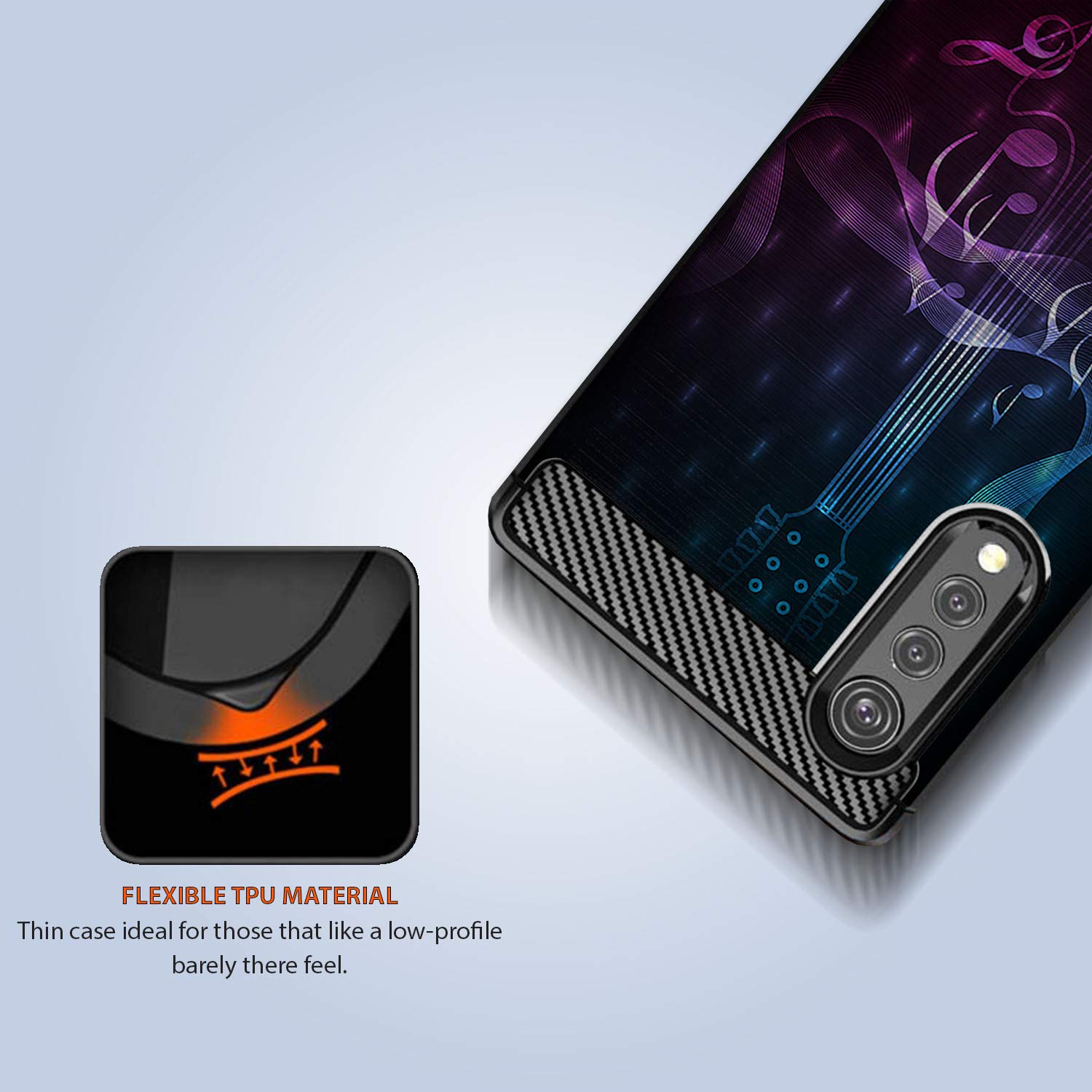 Premium Slim Black TPU Shockproof Case for LG Velvet & LG Velvet 5G - Flexible Protective Cover with Stylish Guitar Music Design | Perfect for Daily Use, Travel & Outdoor Activities