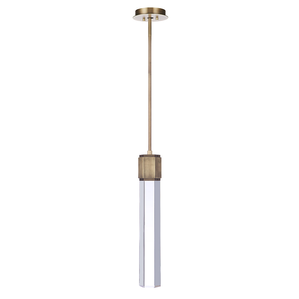Clarity LED Crystal Pendant Light Fixture in Brass - Modern Chandelier for Dining Room, Bedroom & Living Room Lighting