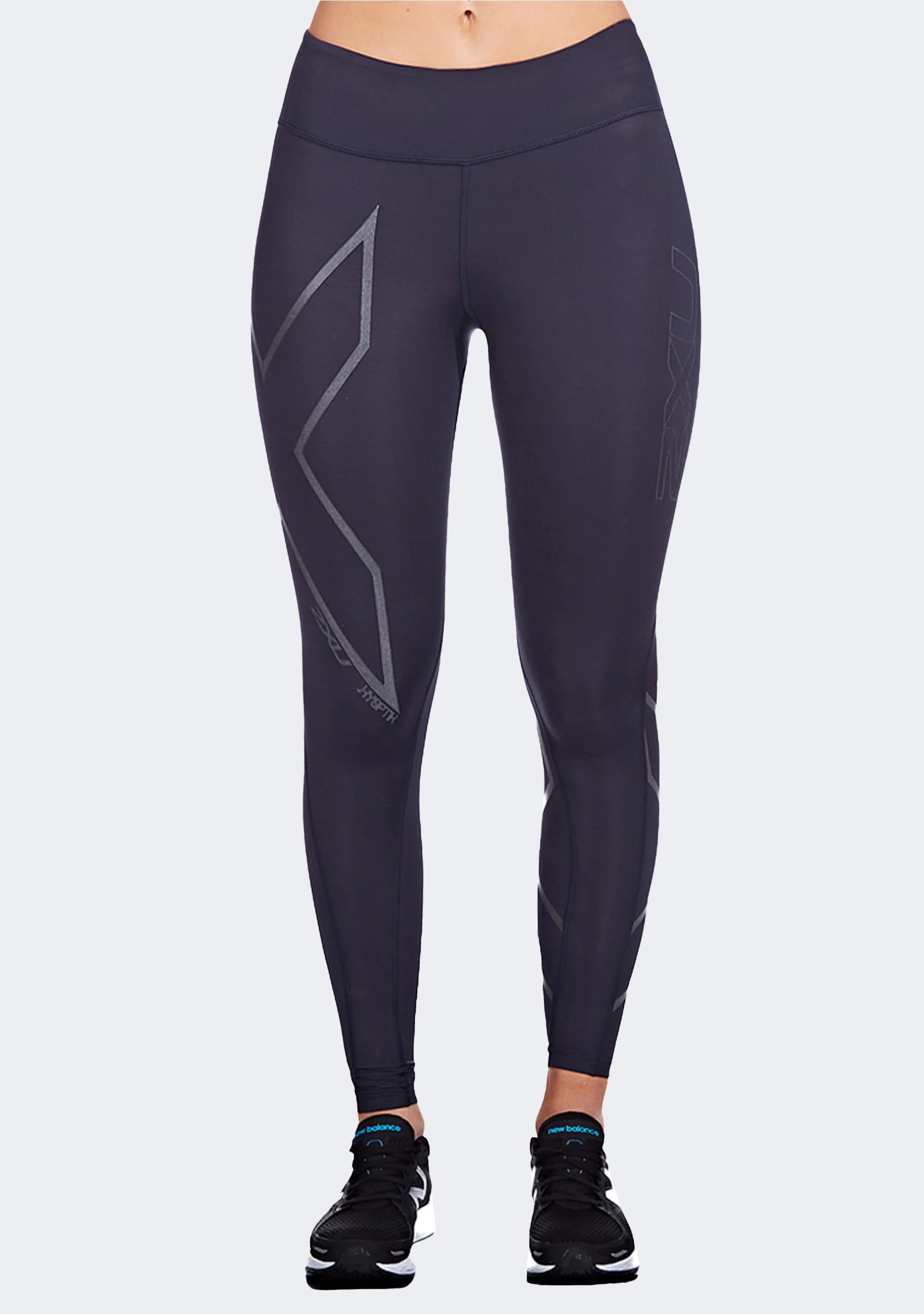 2XU Women's Hyoptic Mid Rise Compression Tights - High Performance Running & Workout Leggings for Yoga, Gym & Athletic Training
