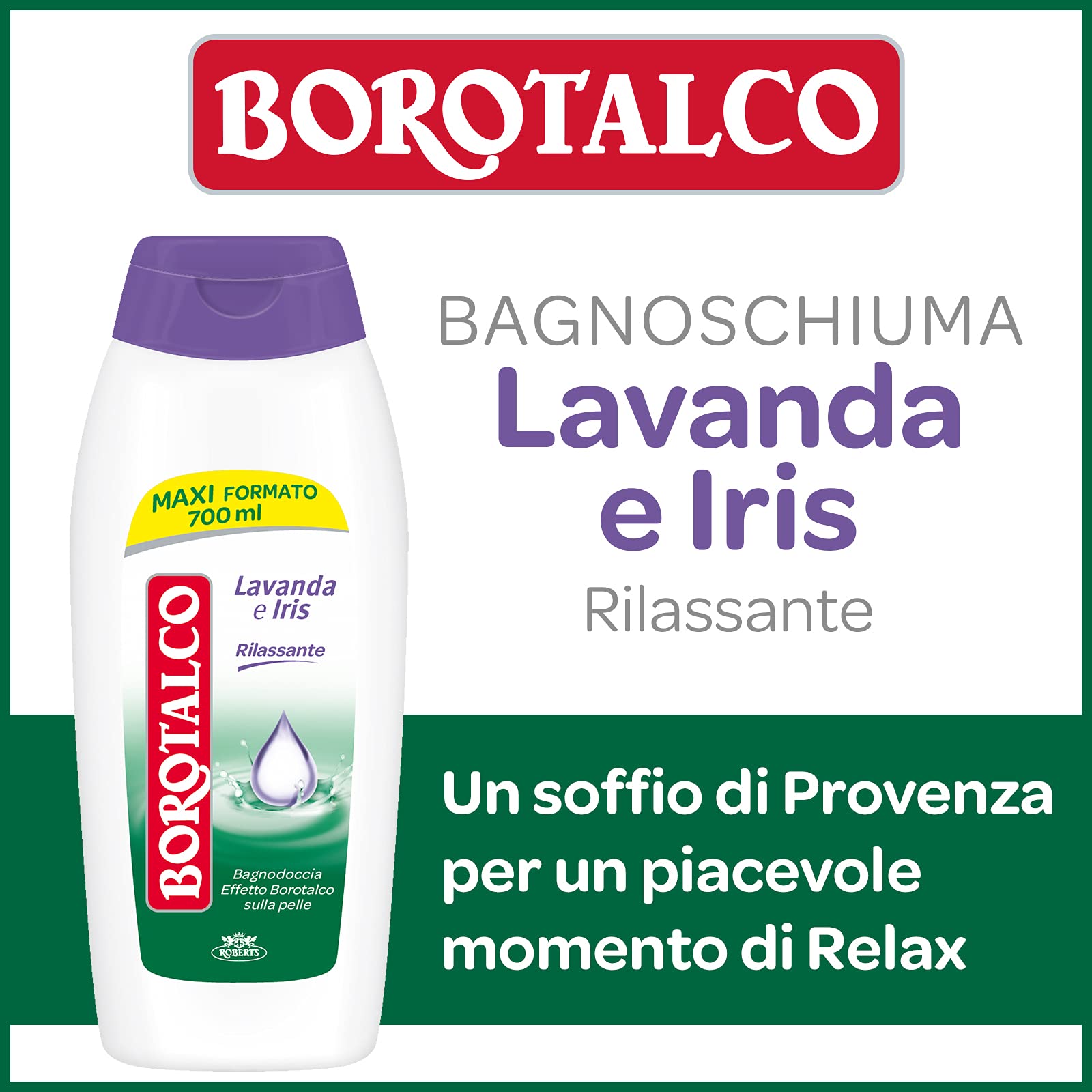 Borotalco Lavender & Iris Body Wash - Refreshing & Hydrating Shower Gel for Men & Women - 700ml Large Bottle - Perfect for Daily Use & Relaxing Bath Time