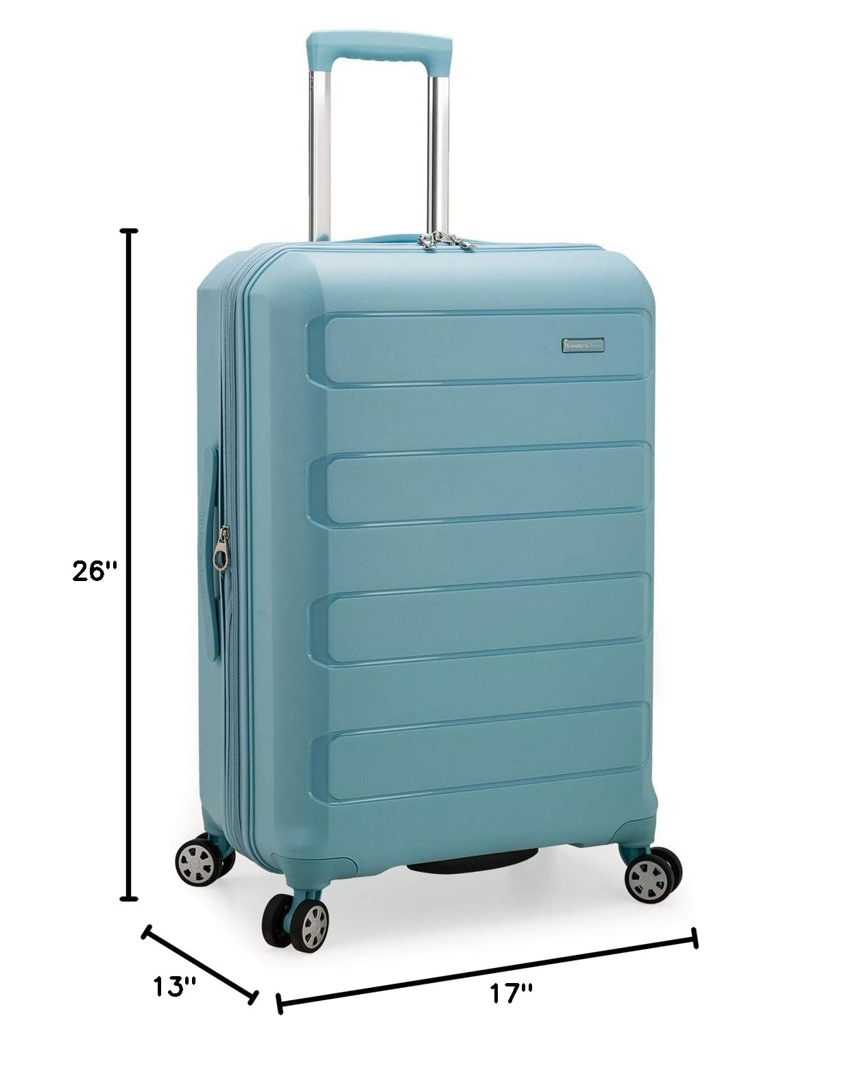 Traveler's Choice Pagosa Durable Expandable Hardshell Spinner Luggage - Baby Blue Check-in Suitcase for Air Travel, Business Trips & Family Vacations