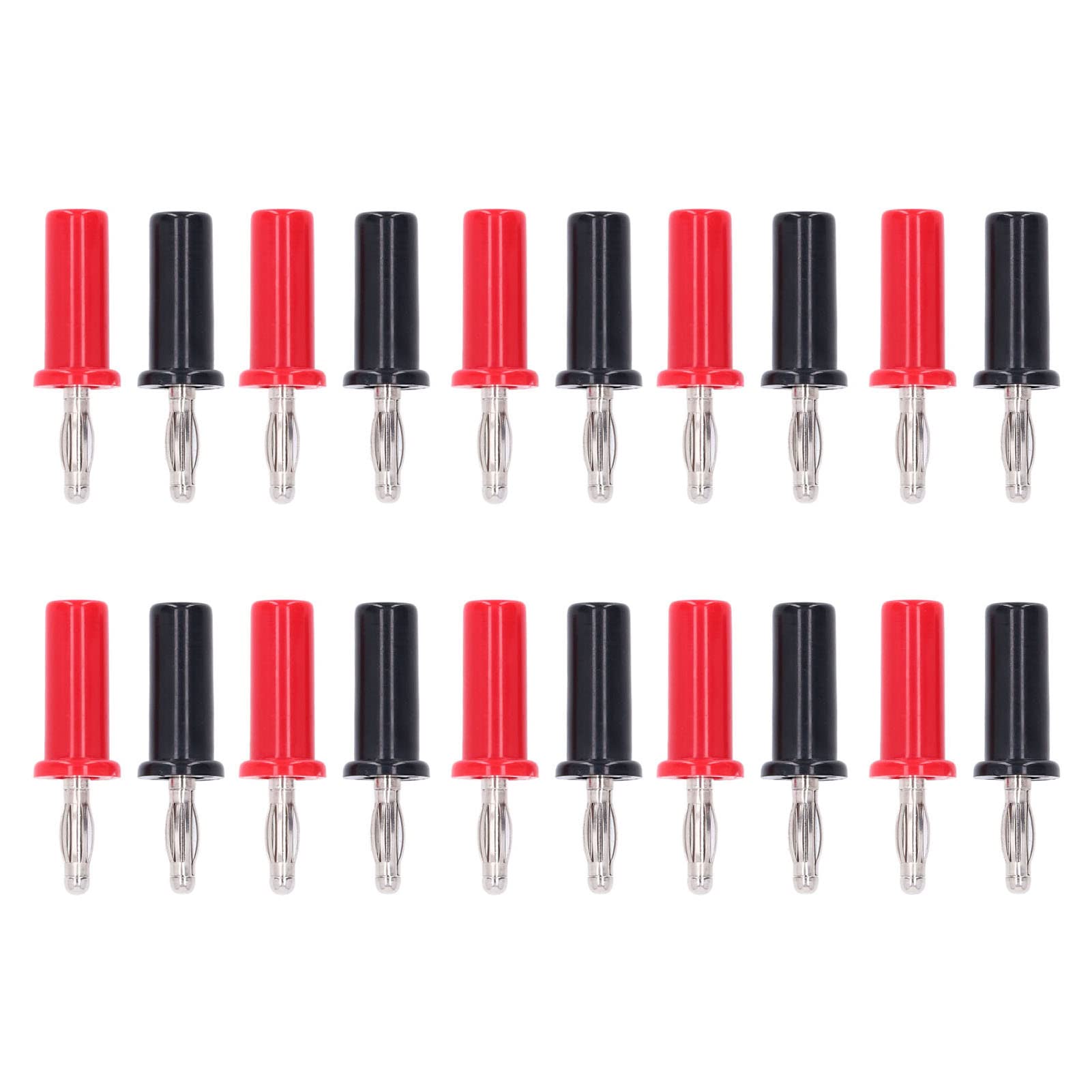 4mm Banana Plug Speaker Connector - 10 Pairs (Red & Black) 30VAC-60VDC, High Conductivity for Electronics & Industrial Equipment - Perfect for Audio Systems, Lab Equipment, and DIY Projects