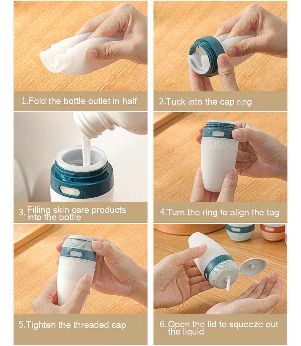 Leak-Proof Silicone Travel Bottles (2-Pack, 1.7oz/50ml) - Squeezable Refillable Toiletry Containers for Shampoo, Lotion & Soap | TSA Approved Travel Accessories | Perfect for Airplane Carry-On, Gym & Vacation Essentials