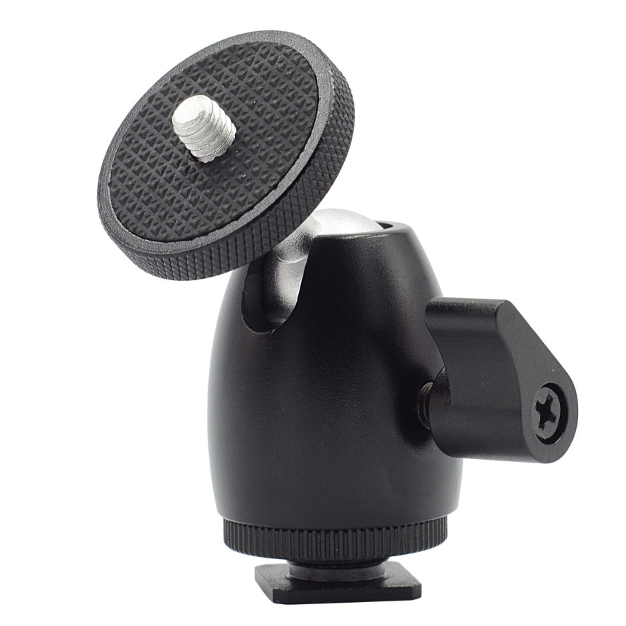 360° Ball Head with Flash Cold Shoe Mount - Professional Camera Tripod Accessory for Photography & Videography