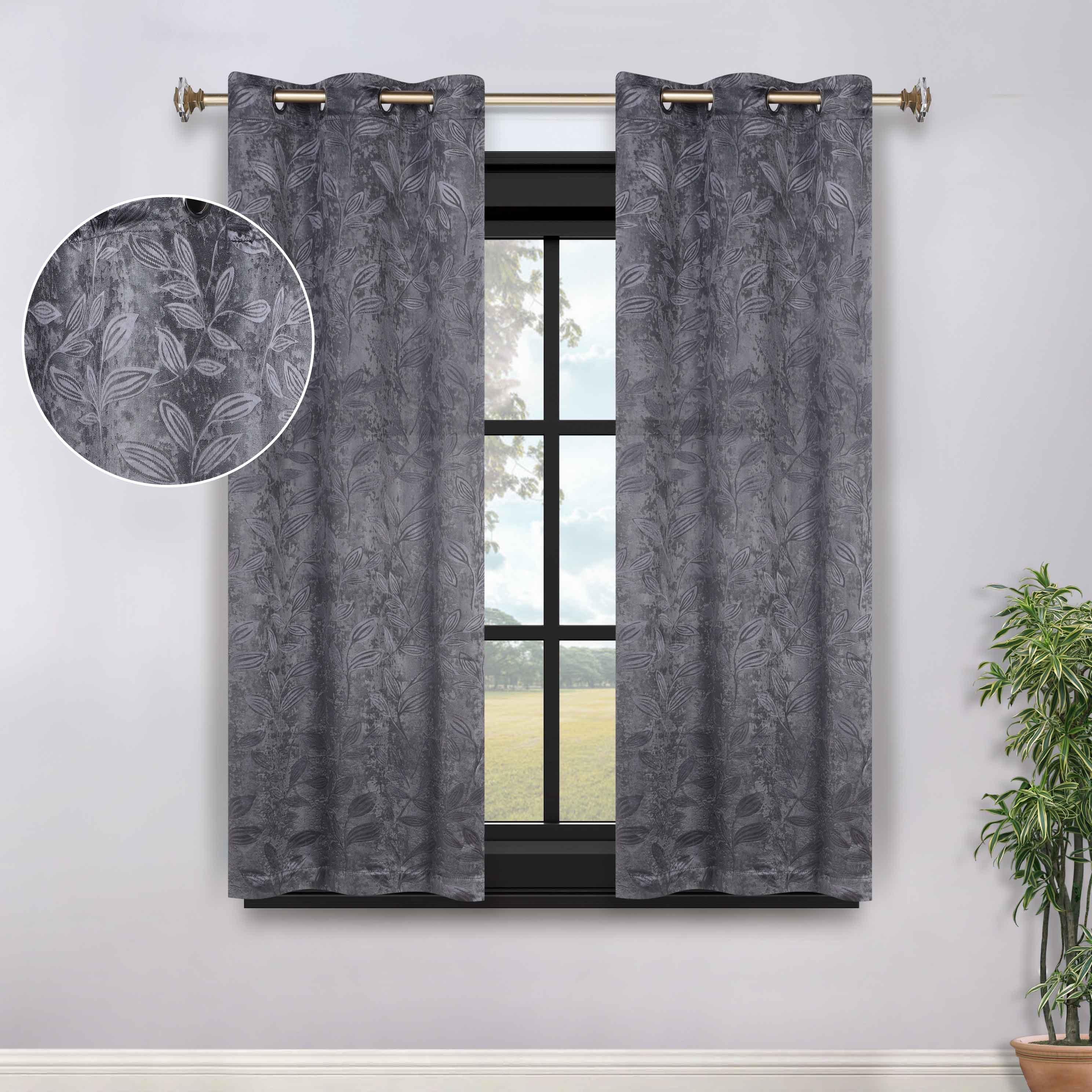 Leaves Grommet Blackout Curtains Set of 2 - Thermal Insulated Room Darkening Drapes for Bedroom & Living Room - Noise Reducing Window Treatment for Home Decor