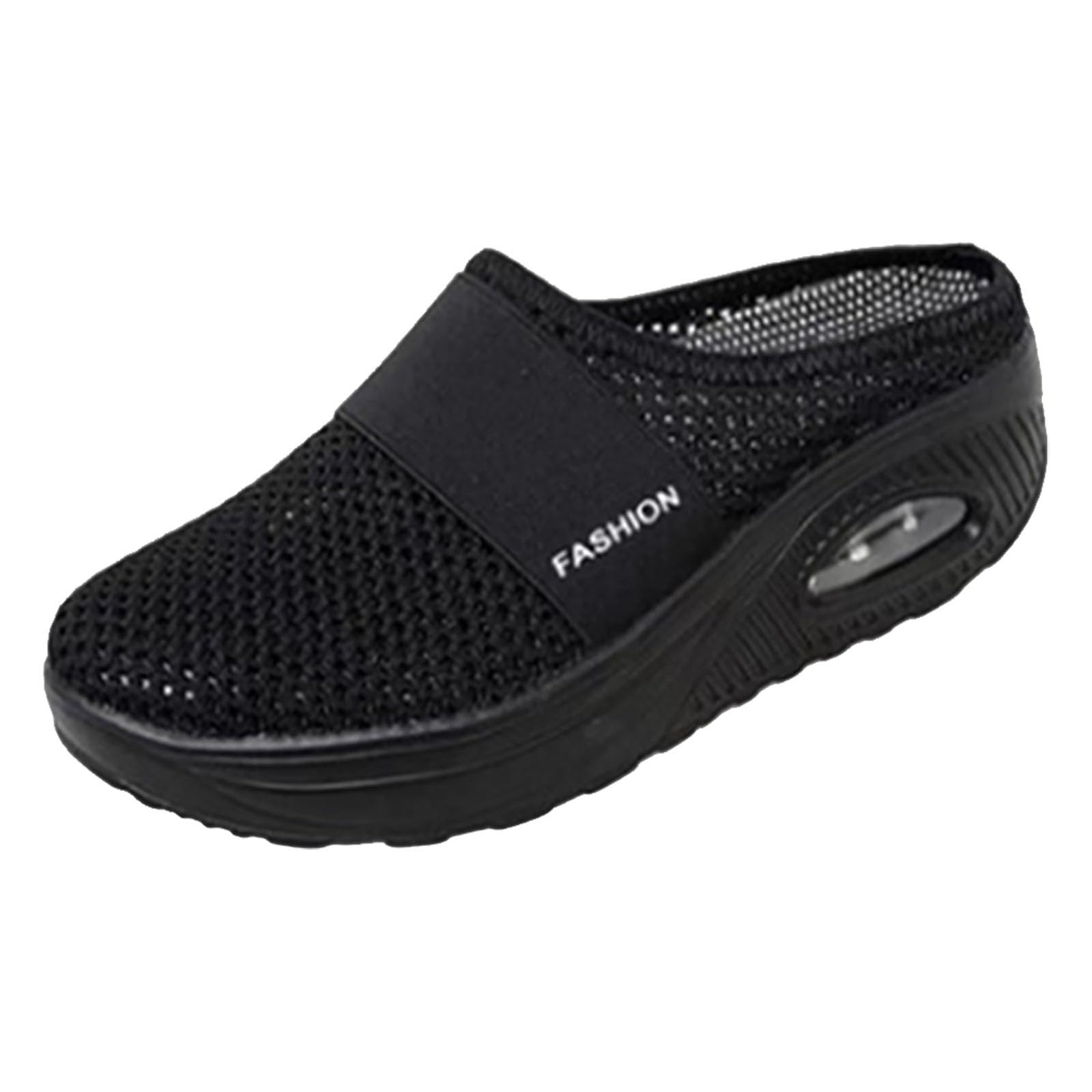 Women's Backless Slip-On Sneakers - Breathable Summer Walking Shoes for Casual Wear, Running & Tennis - Black Cross Trainer Shoes | Perfect for Gym, Travel & Everyday Comfort