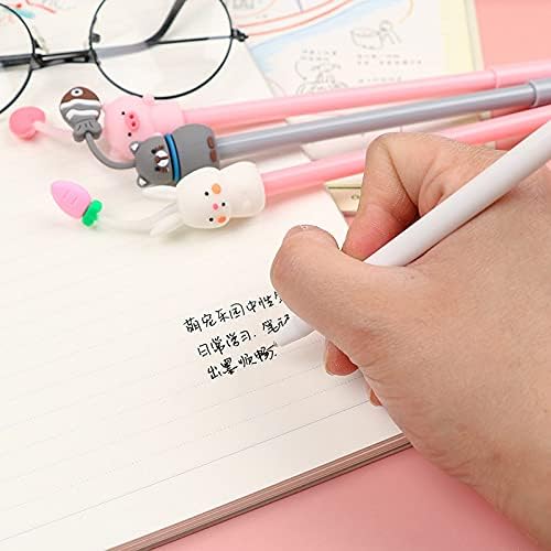 Chinshwehaw 8-Pack Cartoon Animal Gel Pens - 0.38mm Fine Point Ballpoint Ink Pens for School, Office & Gifts (Cat, Rabbit, Pig Designs) | Fun Writing Supplies for Kids, Students & Creative Note Taking