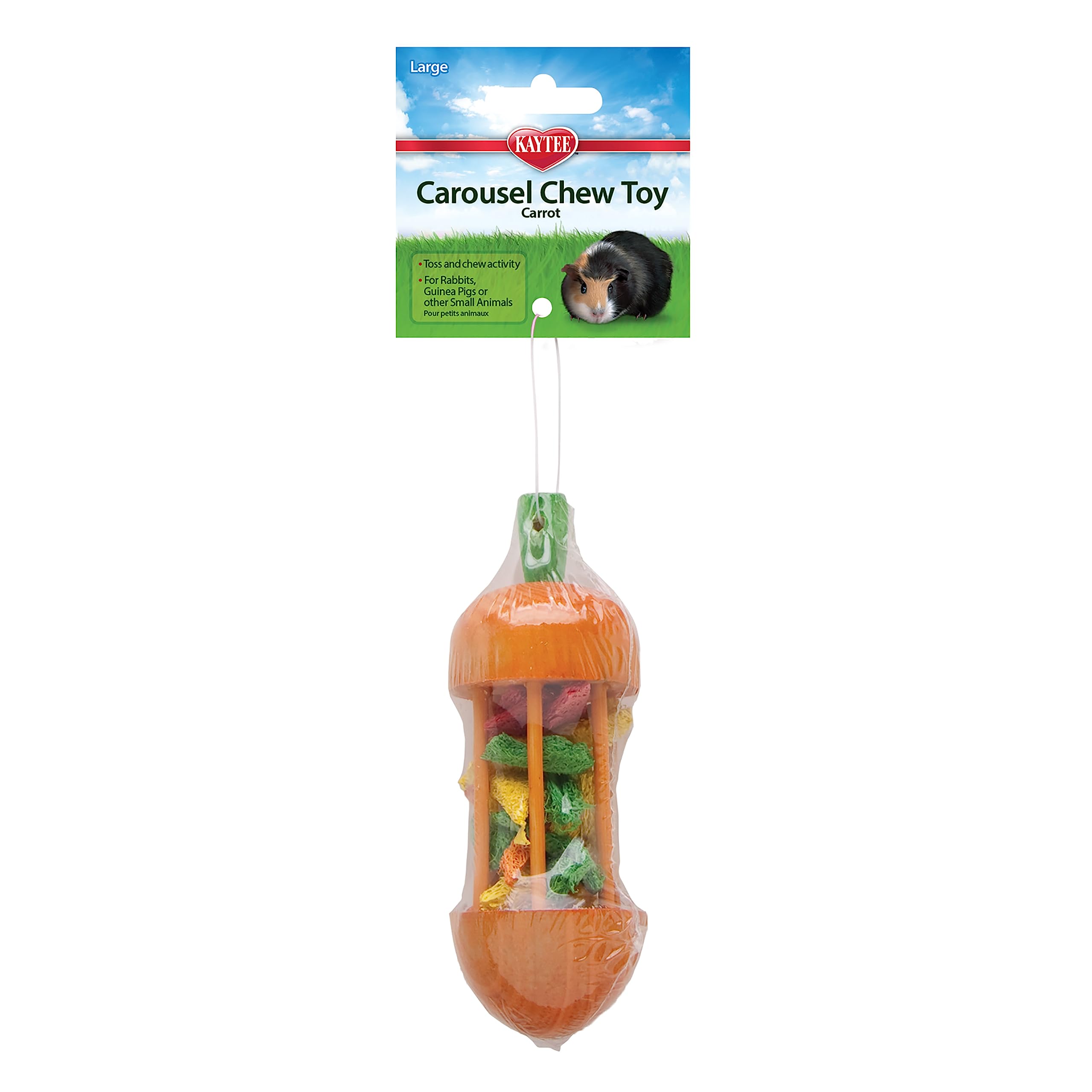 Kaytee Carousel Chew Toy for Rabbits & Small Pets - Large Carrot Shape - Durable Chewing Toy for Dental Health - Perfect for Cage Enrichment & Playtime
