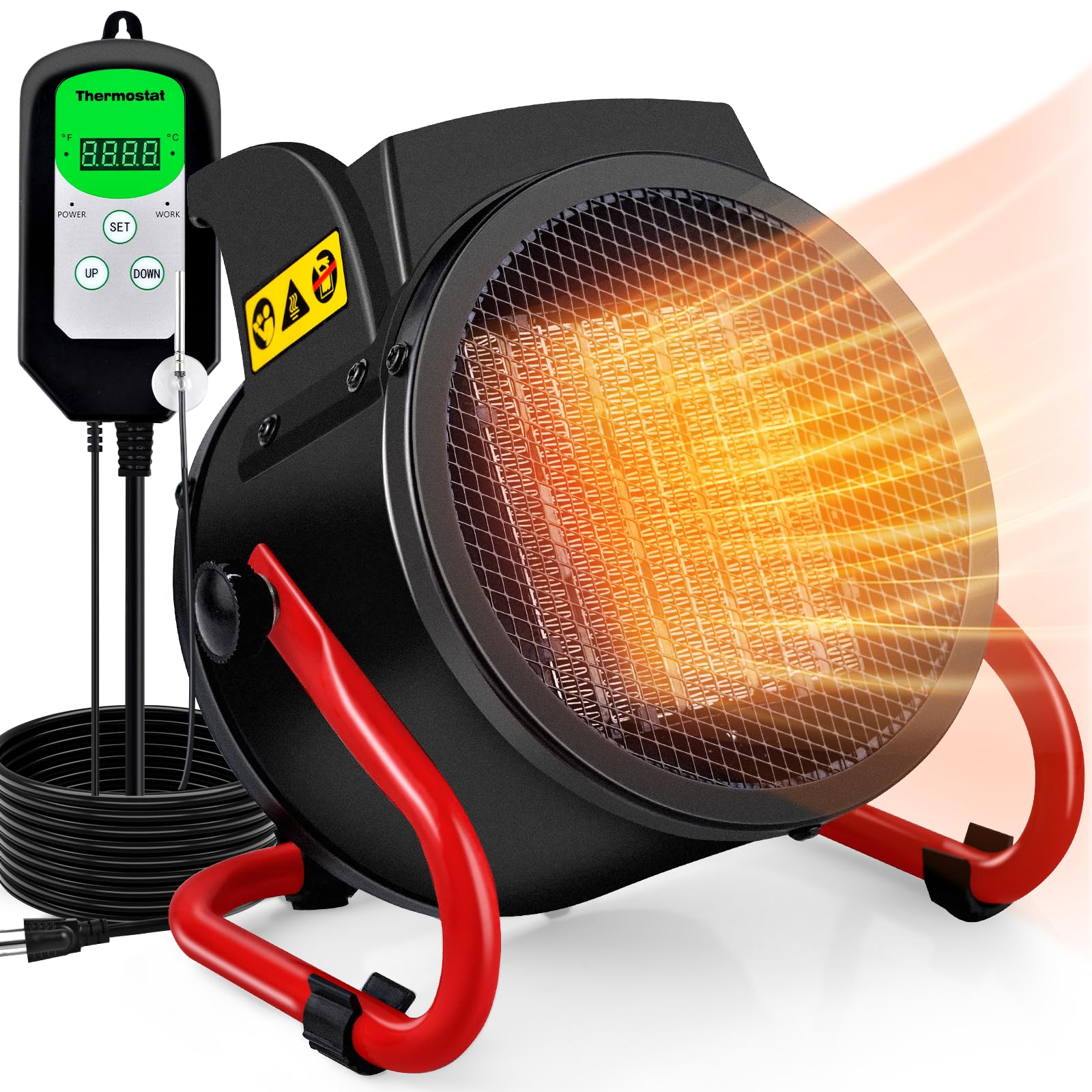 Digital Greenhouse Heater with Thermostat - Auto Power Control & Temperature Display - Fast Heating for Winter Plants - Overheat Protection - Ideal for Grow Tents, Greenhouses, Flower Rooms & Patios - Perfect for Indoor Gardening & Winter Plant Care