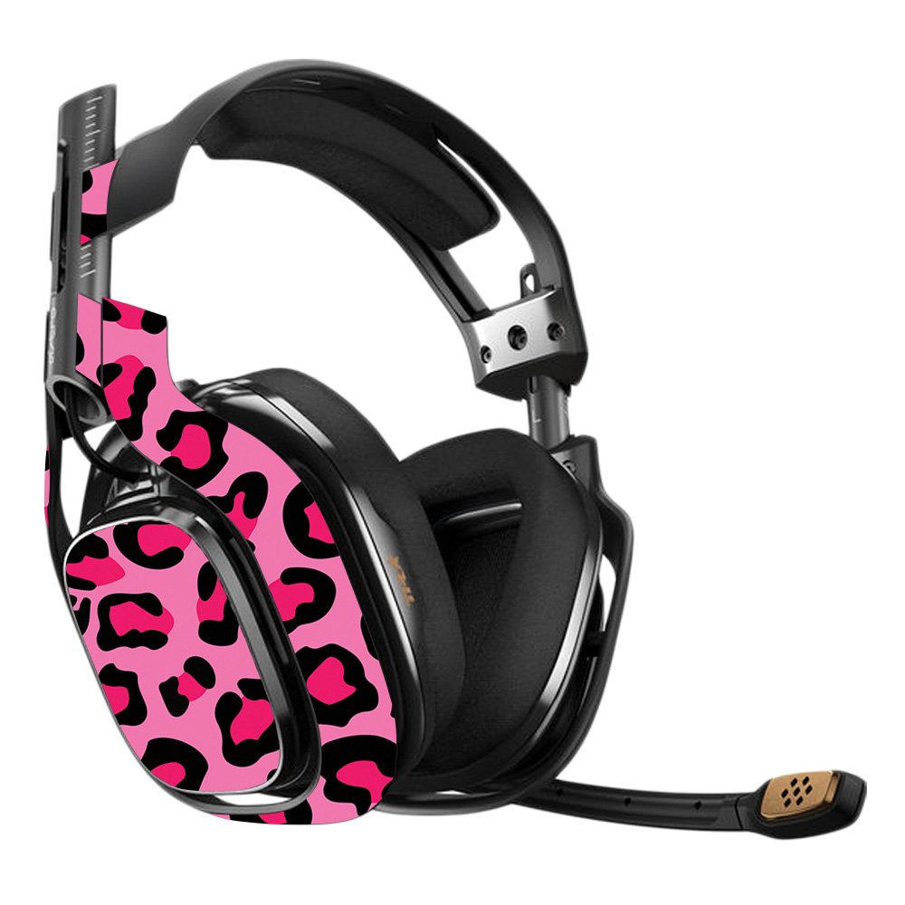 MightySkins Pink Leopard Vinyl Decal Wrap Cover for Astro A40 3rd Gen Gaming Headset - Protective, Durable, Easy to Apply & Remove - Made in USA - Perfect for Gaming, Streaming & Customizing Your Headset Style