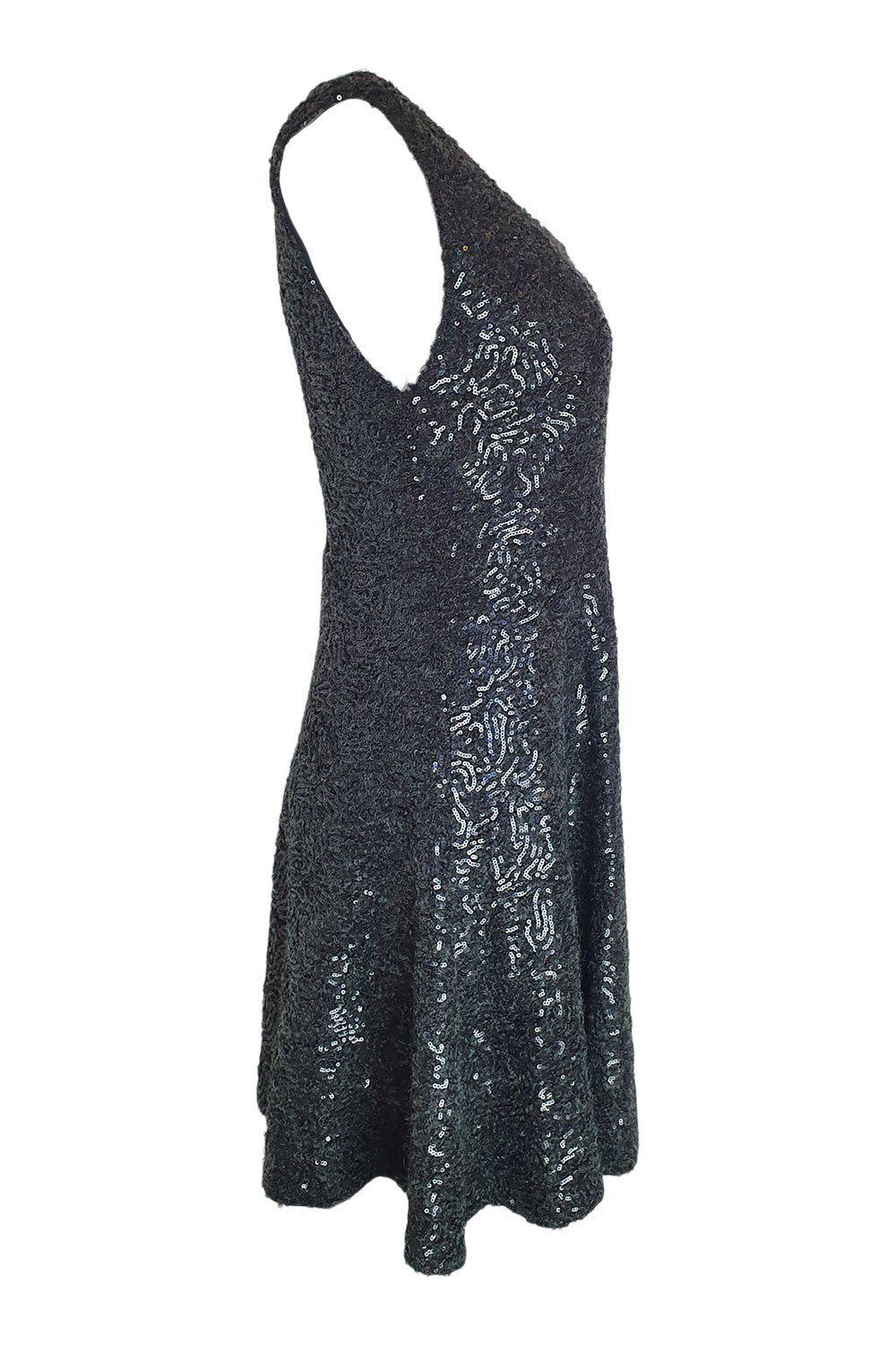 ALICE + OLIVIA Black Sequin Lace Back Fit and Flare Mini Dress Size 8 | Elegant Party Cocktail Dress for Evening Events, Weddings & Night Out