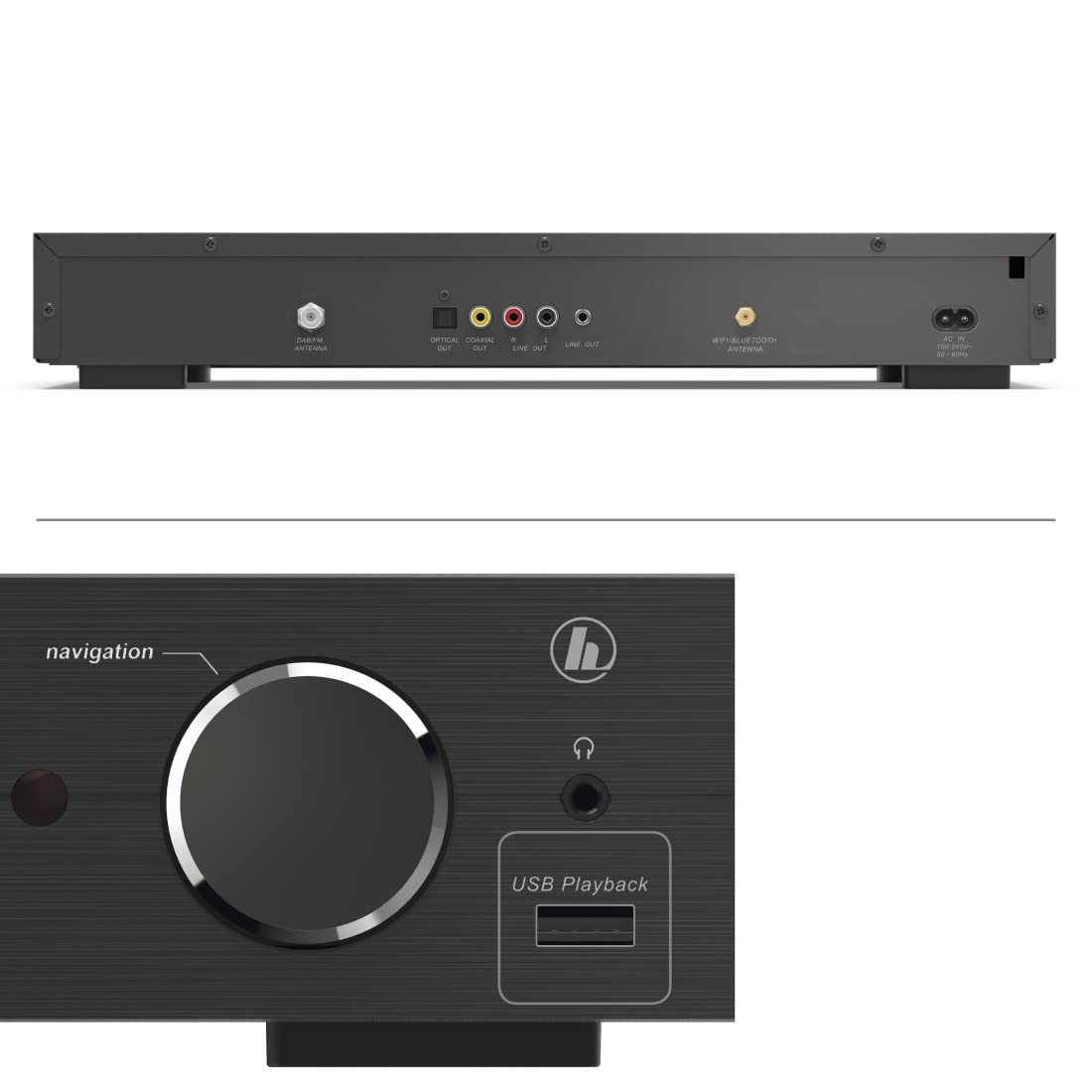 Hama DIT2006BT Hi-Fi Digital Radio with DAB/DAB+/FM, Bluetooth, WiFi, Spotify Connect & UNDOK App Control for Smartphone/Tablet - USB/AUX Input, Alarm Clock (Black) - Perfect for Home, Office & Music Streaming