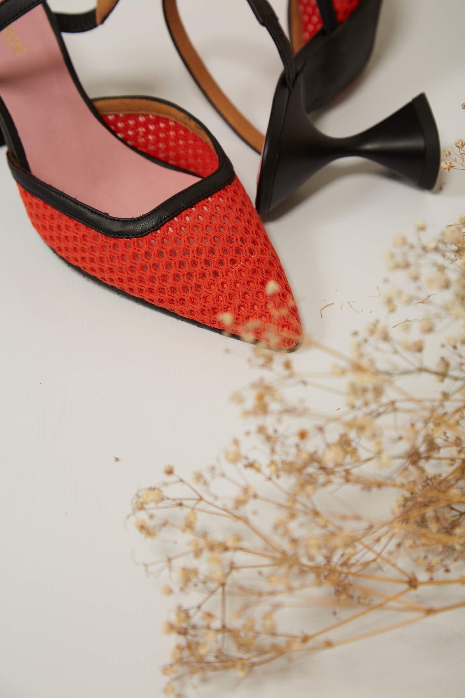 Ibiza Women's Cotton Mesh Pointed Toe High Heels - Comfortable Orange Summer Sandals for Beach Parties, Weddings & Night Out