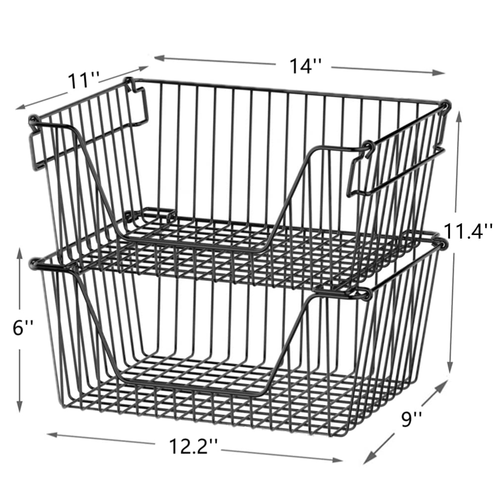 Farmhouse Stackable Wire Storage Baskets with Handles - 14