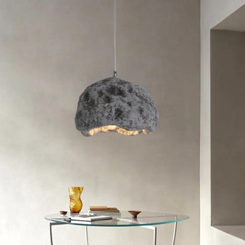 Stylish Faux Stone Resin Pendant Light for Bedroom - Modern Single Hanging Ceiling Fixture for Bedside, Reading Nook & Cozy Spaces
