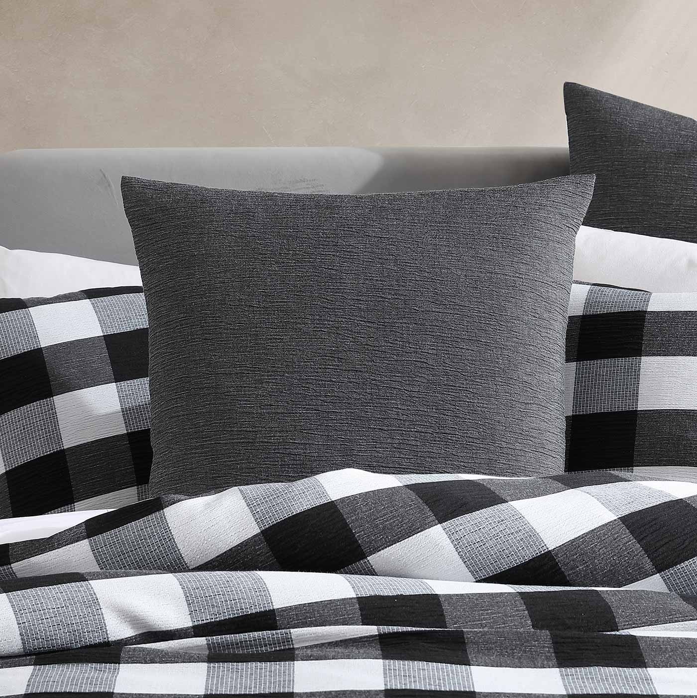 Premium Hogan Slate European Pillowcase Set - Luxury 100% Cotton Bedding by Logan & Mason - Perfect for Master Bedroom, Guest Room & Hotel Decor
