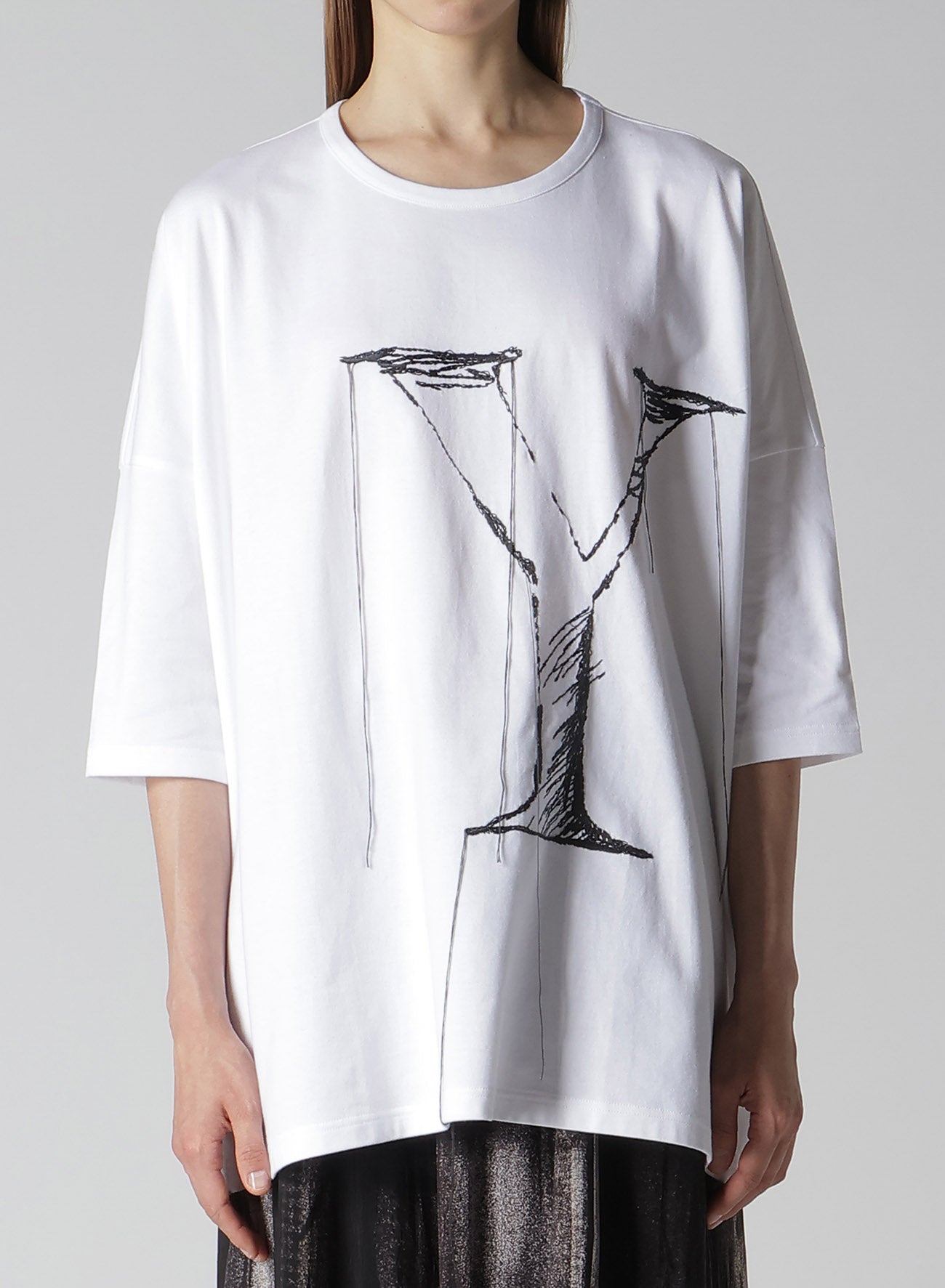 Y's Logo Stitch Cotton Jersey Round Neck T-Shirt for Men - Comfortable Casual Wear for Everyday Outfits and Street Style