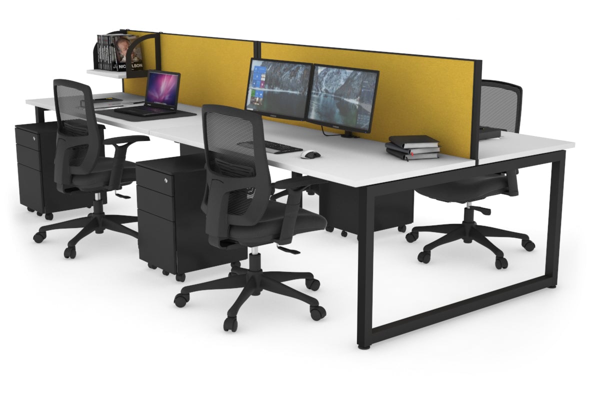 Quadro Loop Legs 4 Person Office Workstation Desk - 1800L x 700W - Modern Collaborative Workspace Solution for Team Projects & Office Meetings