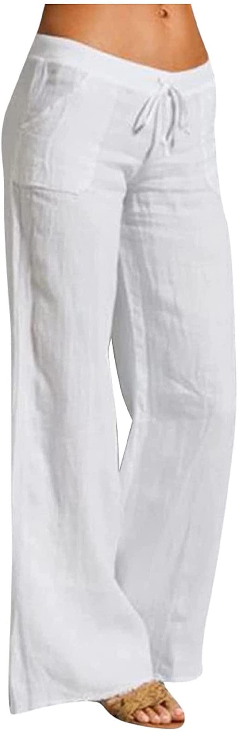 CHARTOU Women's Lightweight Drawstring Waist Wide-Leg Palazzo Yoga Beach Pants - Comfortable Lounge, Yoga, Travel & Summer Casual Wear