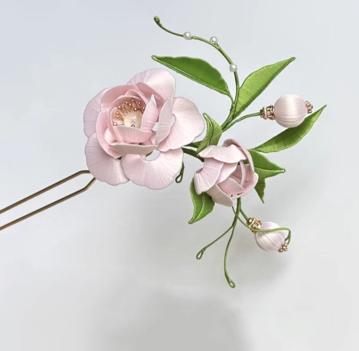LuoyangFu Hairpin Chanhua DIY Kit with Flowers & Detailed Video Tutorial - Perfect for Traditional Chinese Hairstyles, Cosplay, and Wedding Accessories