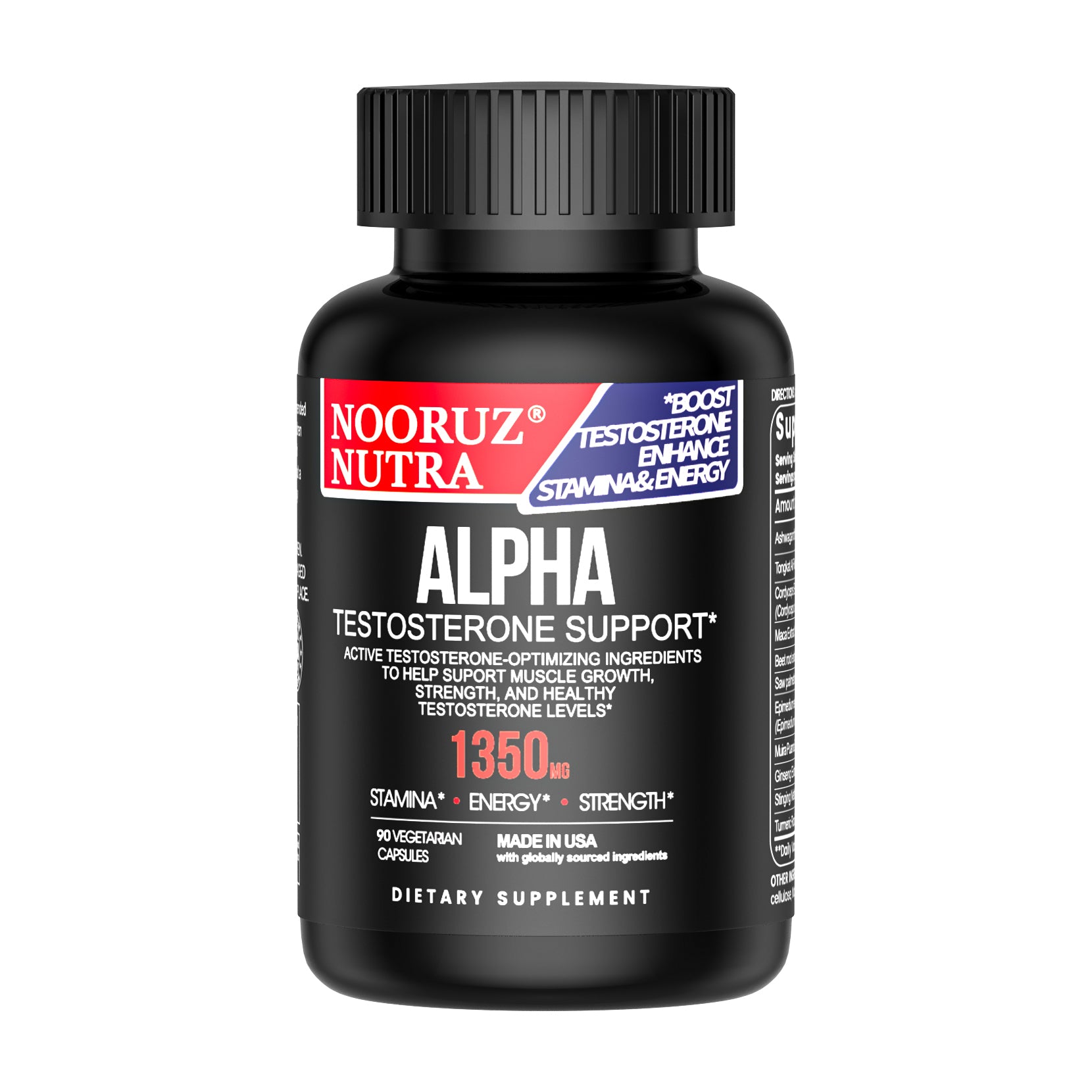 NOORUZ Alpha Men's Testosterone Booster Supplement with Ashwagandha, Cordyceps, Maca, Beet & Saw Palmetto | Natural Strength & Energy Support for Men | Gym, Workout & Daily Performance Enhancement