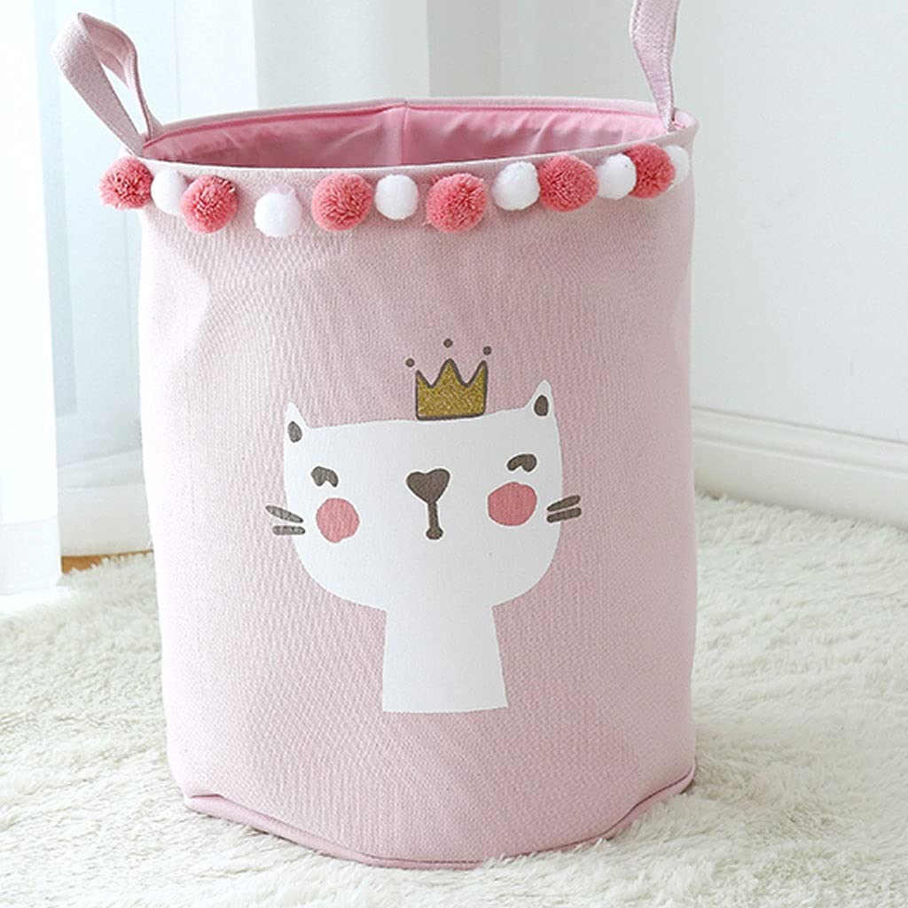 Foldable Laundry Basket for Kids & Baby - Portable Canvas Dirty Clothes Hamper with Handles, Storage Organizer for Nursery, Bedroom & Bathroom (Pink, One Size) - Perfect for Baby Clothes, Toys & Home Organization