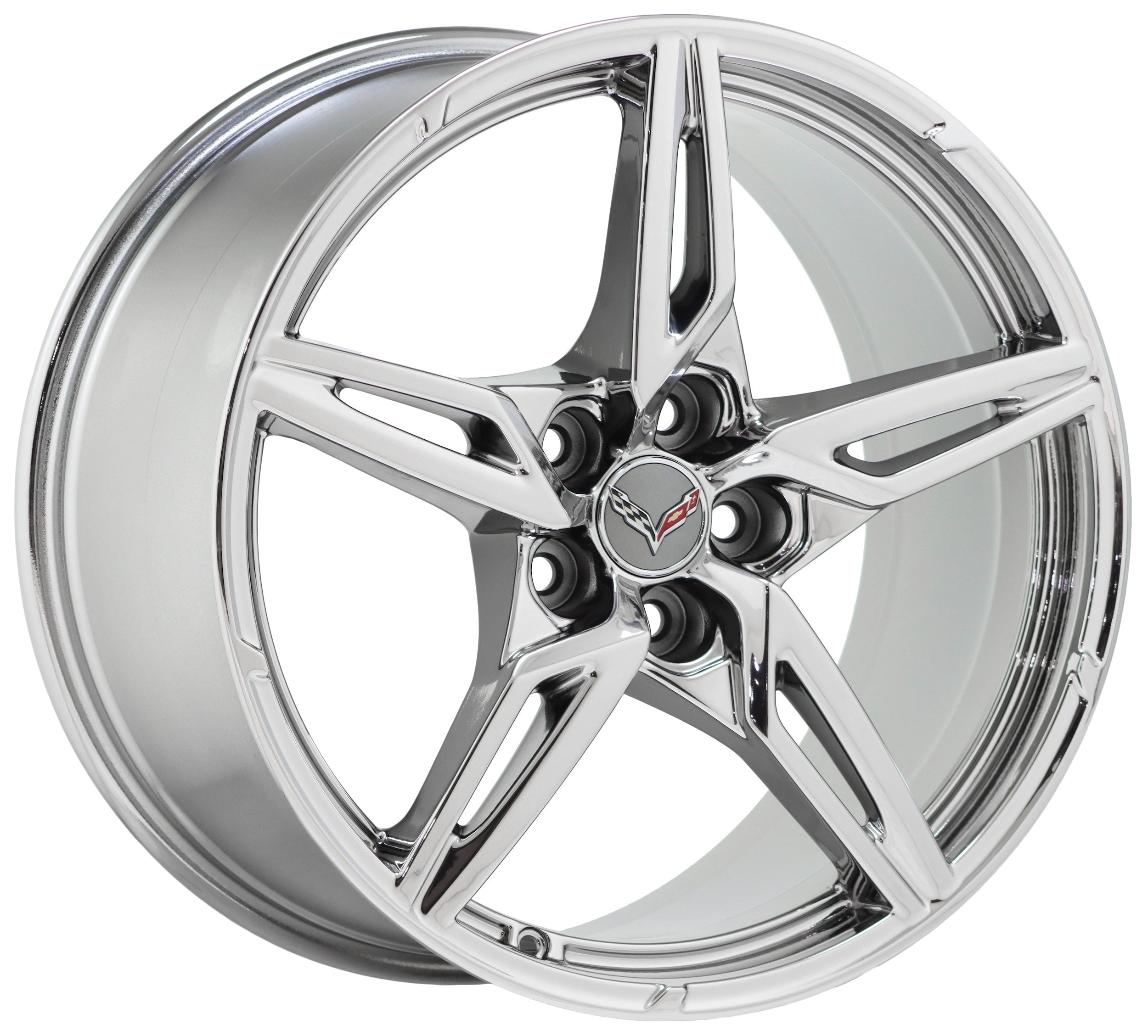 19x8.5 20x11 Corvette C8 Bright Chrome Wheels Rims - Factory OEM Set 14007 14008 - Perfect for Performance Upgrades & Show Car Customization