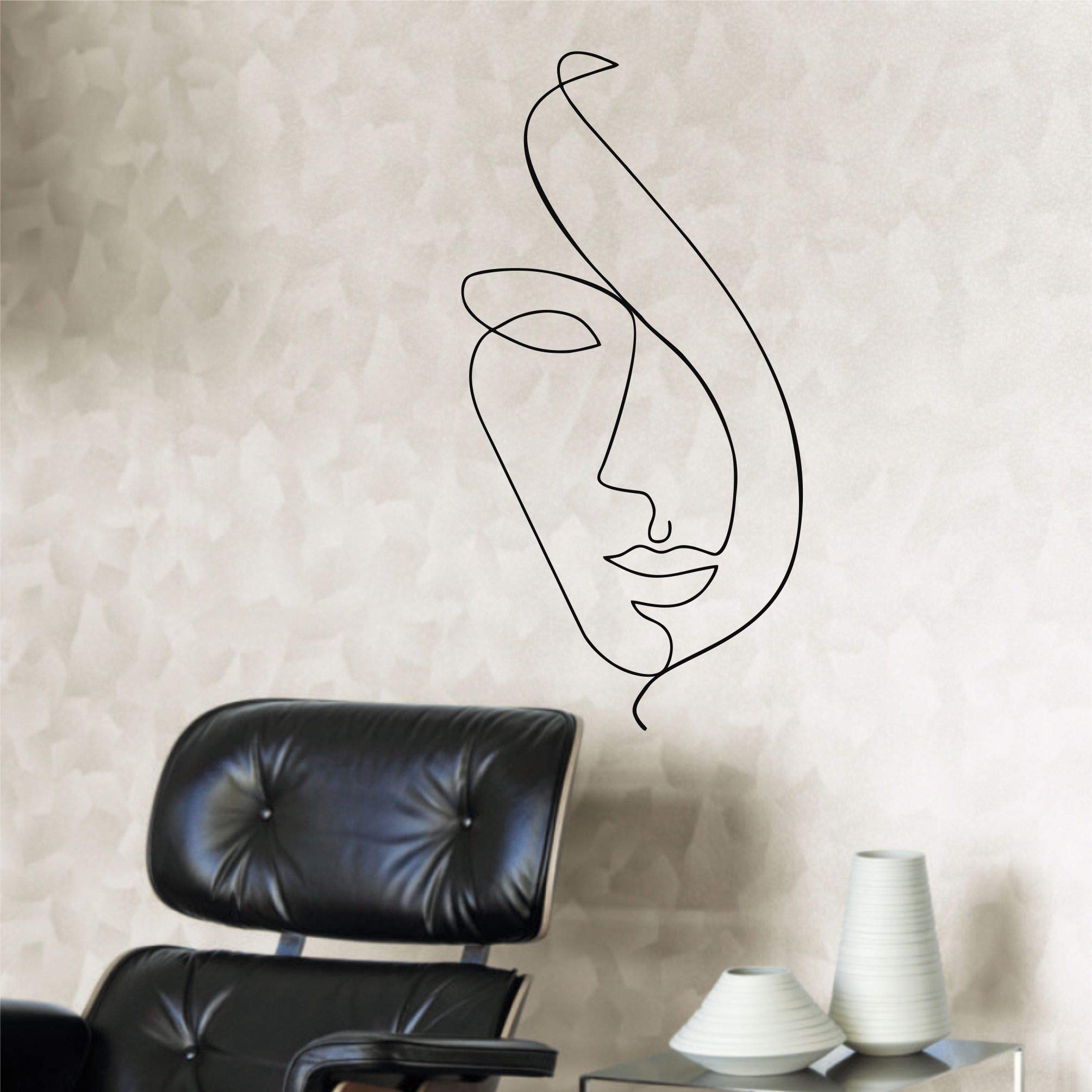 DEKADRON Line Wall Art - Abstract Face Metal Wall Decor, Minimalist Geometric Wall Hanging for Modern Home & Office (12x24 Inches, 30x60cm) - Perfect for Living Room, Bedroom & Office Spaces