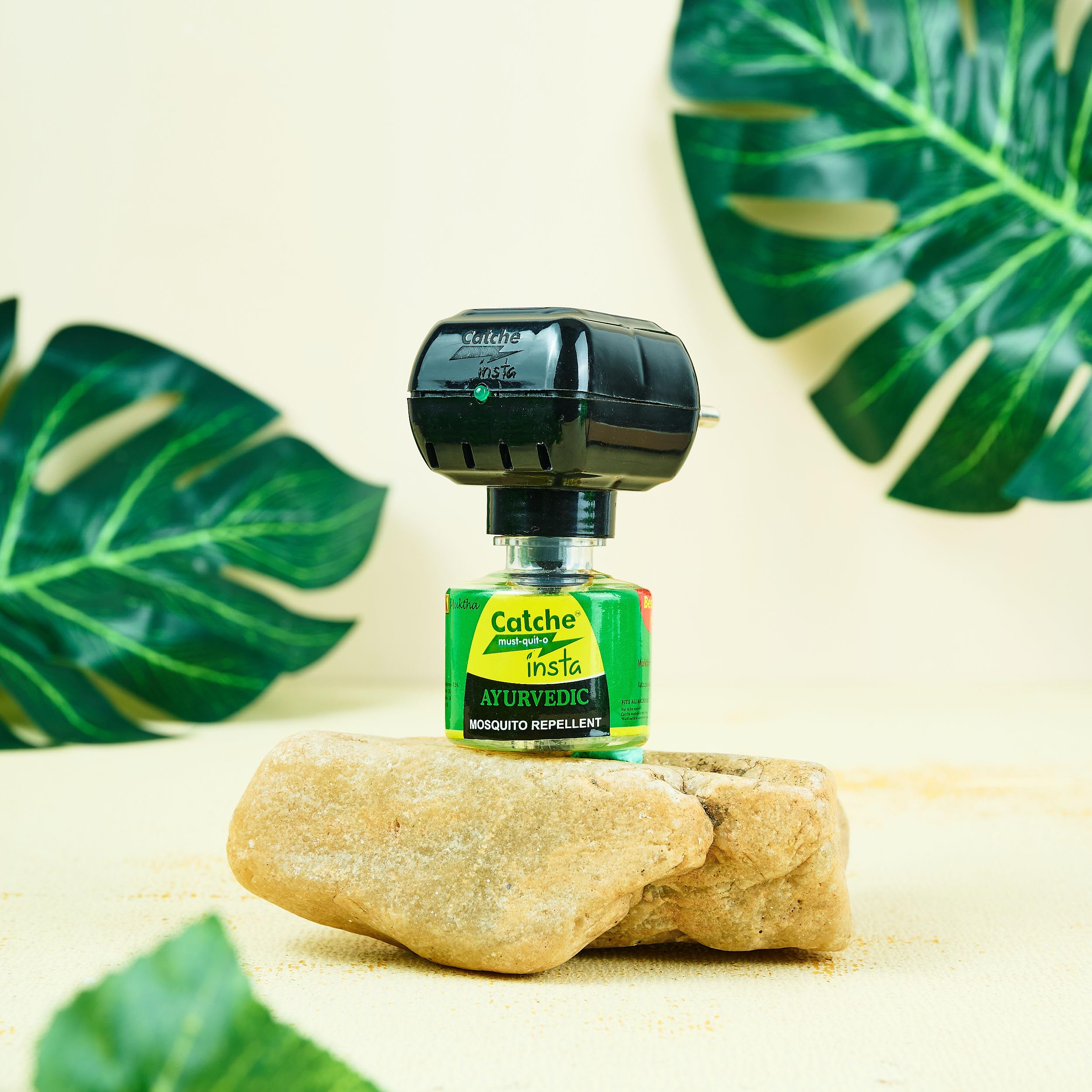Catche Insta Mosquito Vaporizer - Natural Ayurvedic Mosquito Repellent Machine with 2 Refills (45ml Each) | Indoor & Outdoor Insect Protection for Home, Patio, Camping