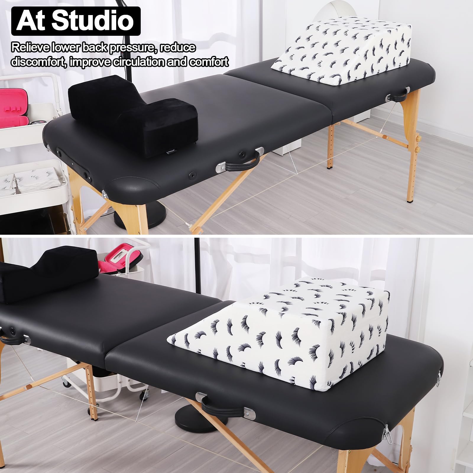 Beauty Lash Printed Leg Elevation Pillow - Orthopedic Bed Wedge for Improved Circulation, Swelling Relief & Knee Support - White Memory Foam Leg Rest Pillow for Sleeping, Post-Surgery Recovery & Relaxation