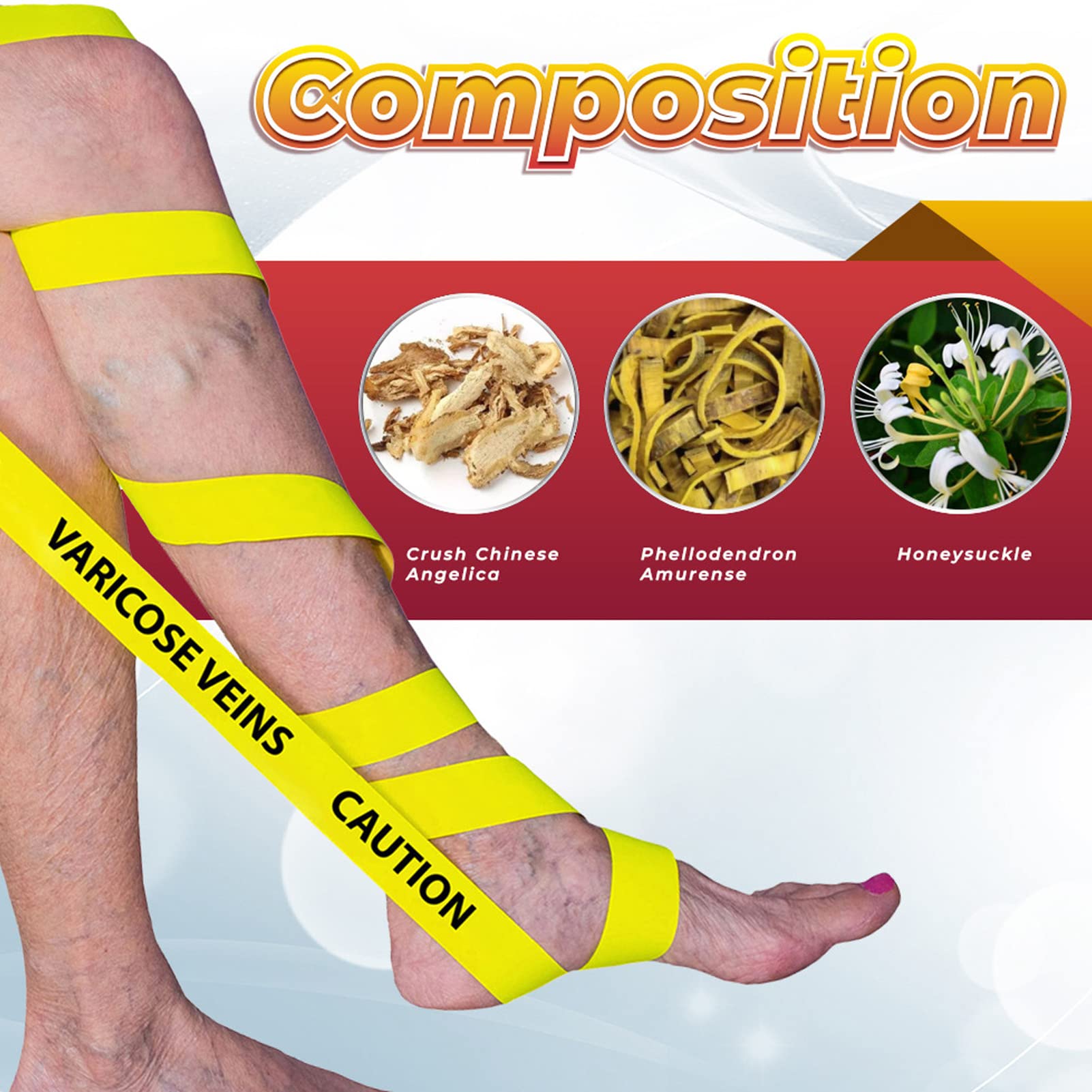 Varicose Veins Treatment Patch - 40 Sheets | Herbal Extract Leg Relief for Women | Portable Vein Support for Daily Use at Work, Travel & Home