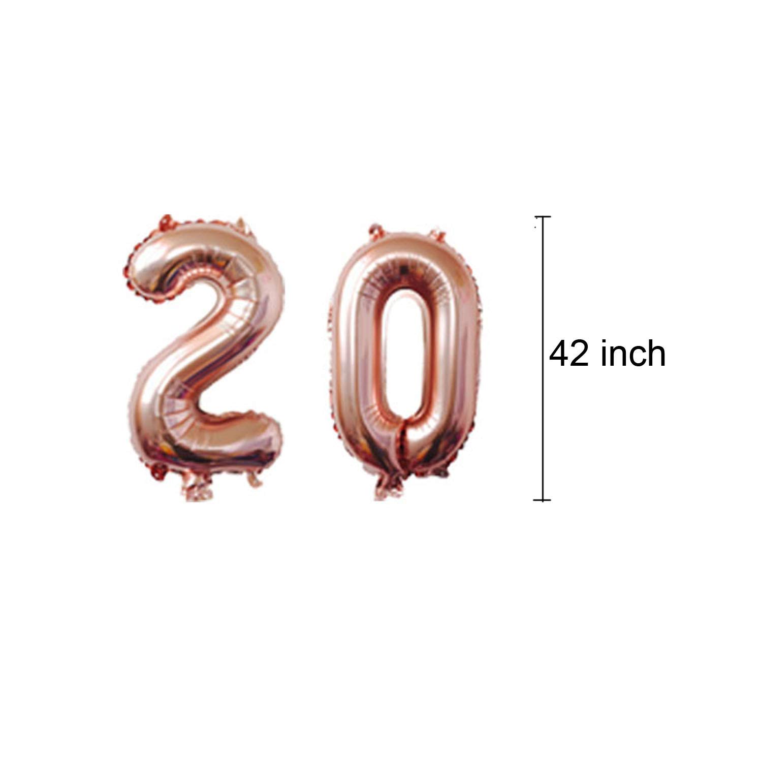 2020 Rose Gold 42-inch Large Foil Number Balloons for New Year Party Decorations - Perfect for NYE Countdown, Birthday Celebrations, and Festive Event Decor (Rose Gold)