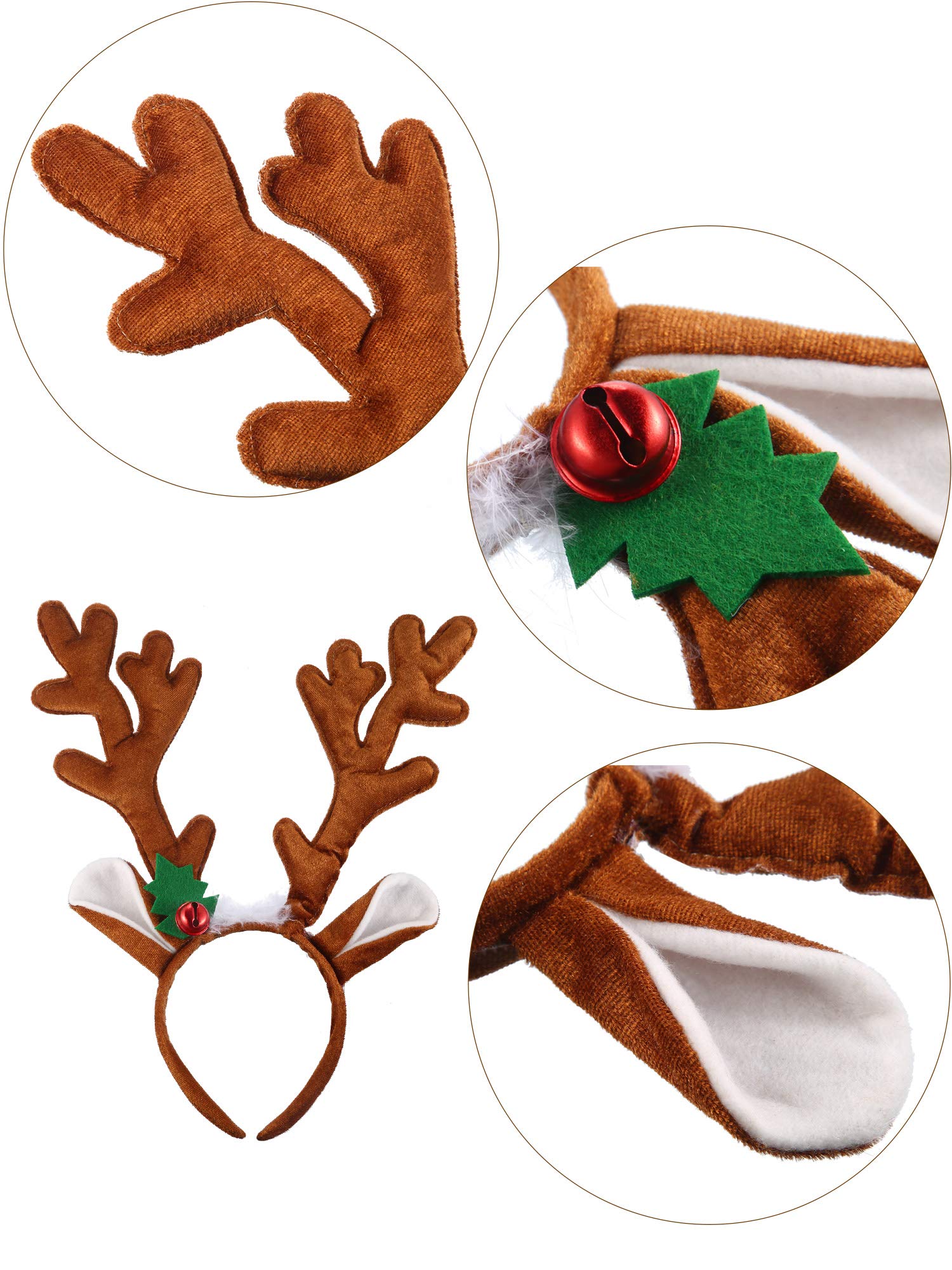 Bememo 2 Pack Christmas Reindeer Antler Headbands for Women - Festive Holiday Party Hair Accessories for Christmas Costume Parties, Family Gatherings & Photo Shoots